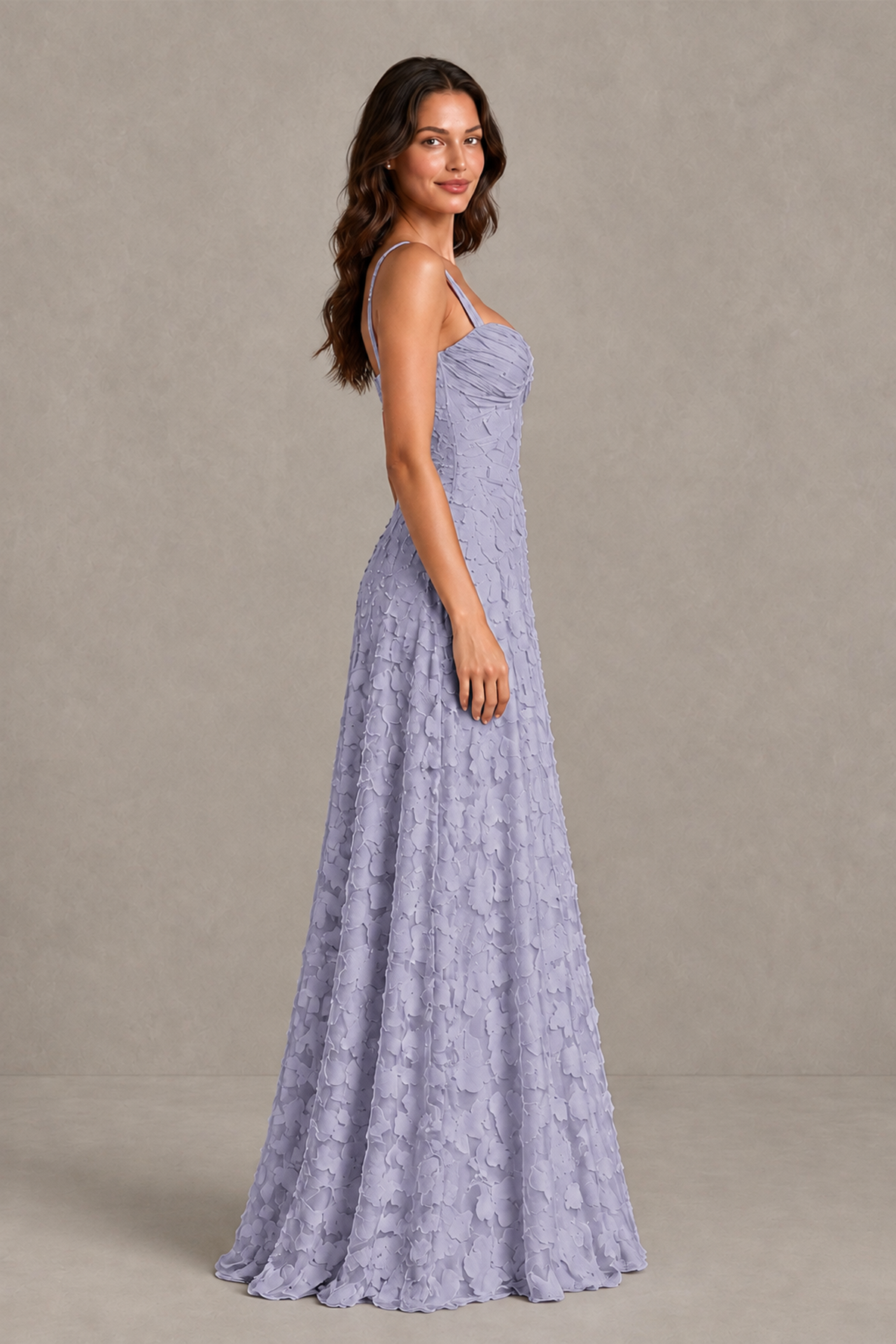 BOLODOO Wisteria Floral-Textured A-Line Dress with Lace-Up Back - Wisteria - Wisteria_4