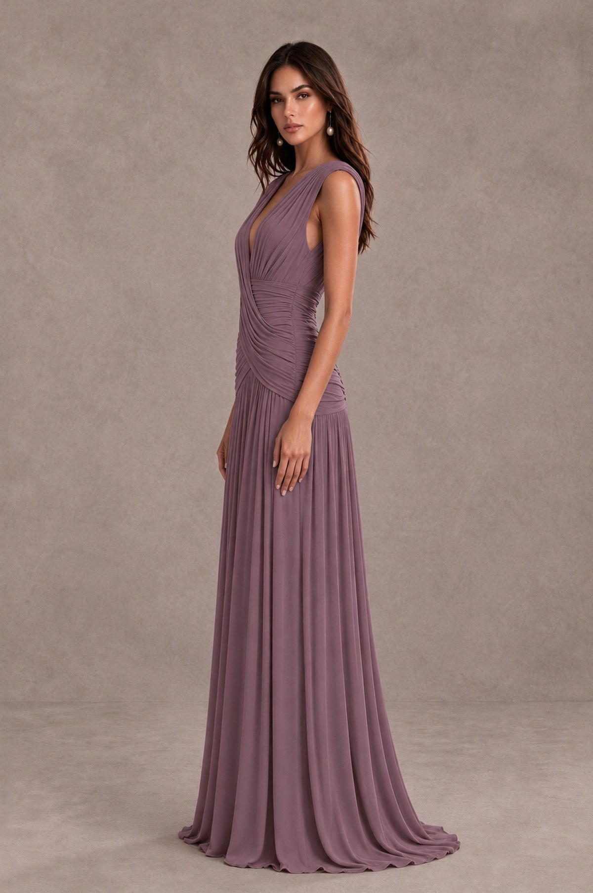BOLODOO Wisteria V-Neck Ruched Wedding Guest Dress - Wisteria - Wisteria_4