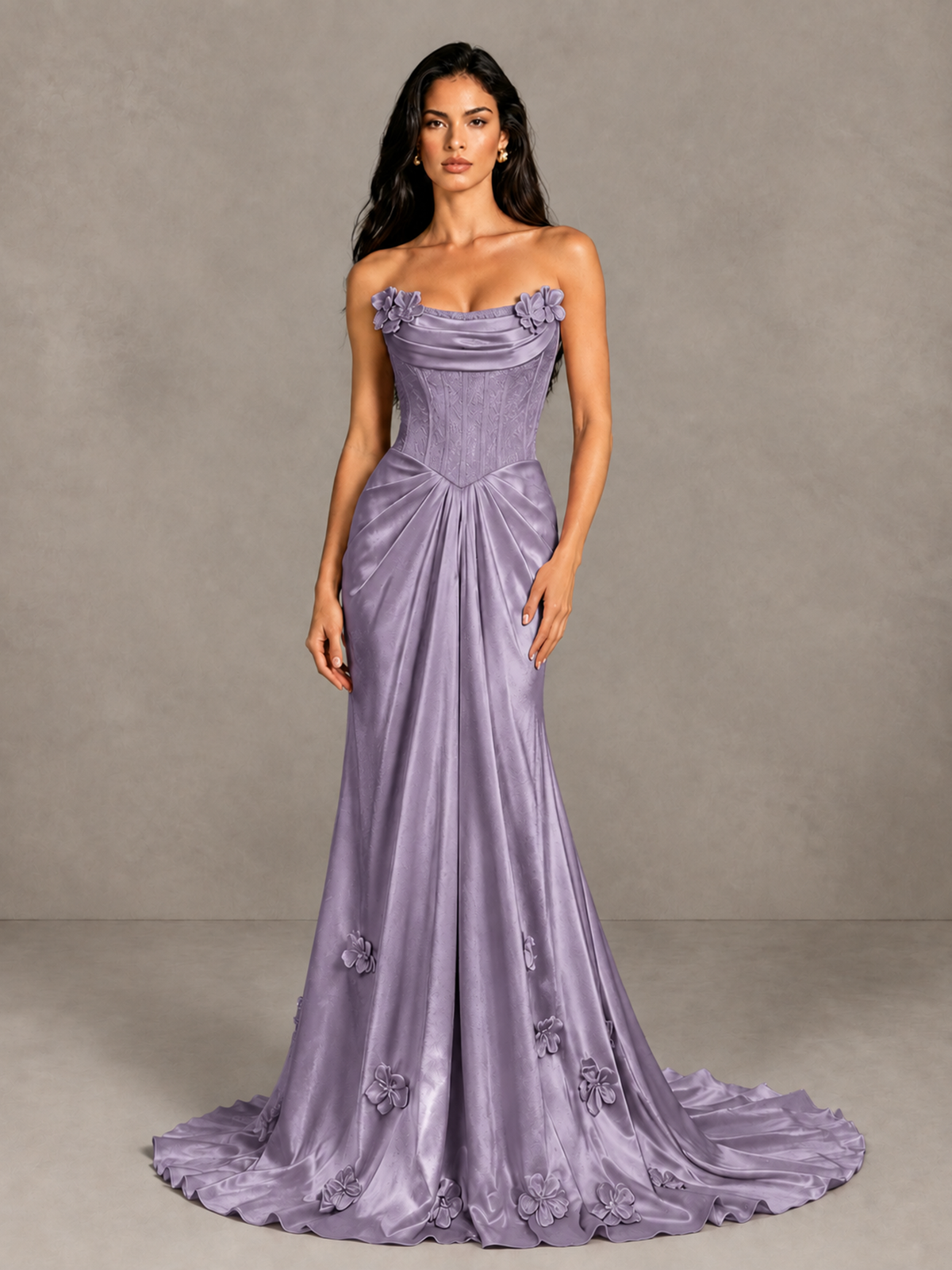 BOLODOO Wisteria Strapless Floral Corset Evening Gown with Train - Wisteria - Wisteria_4