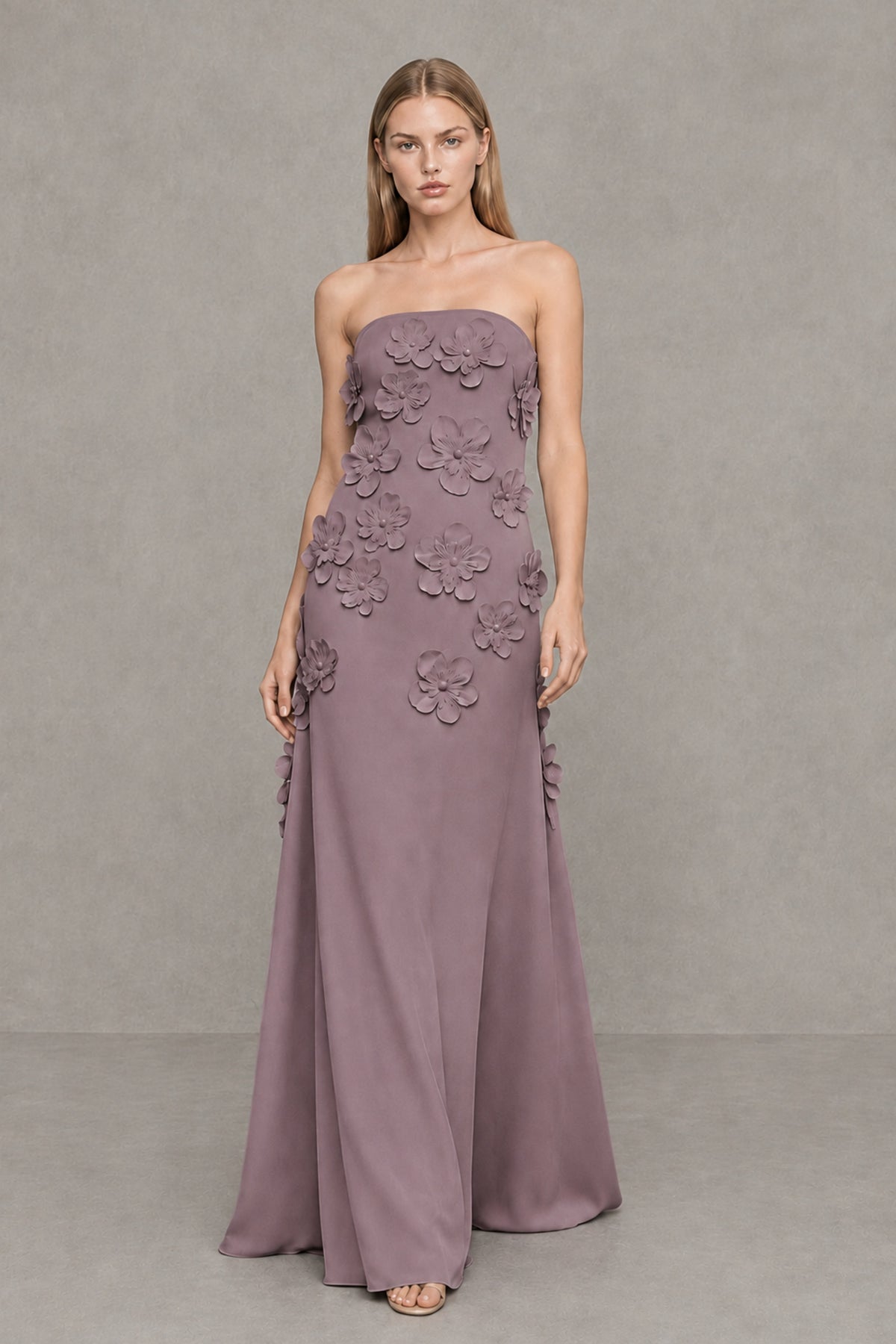 BOLODOO Wisteria Strapless 3D Floral Appliqué Crepe Maxi Gown - Wisteria - Wisteria_4
