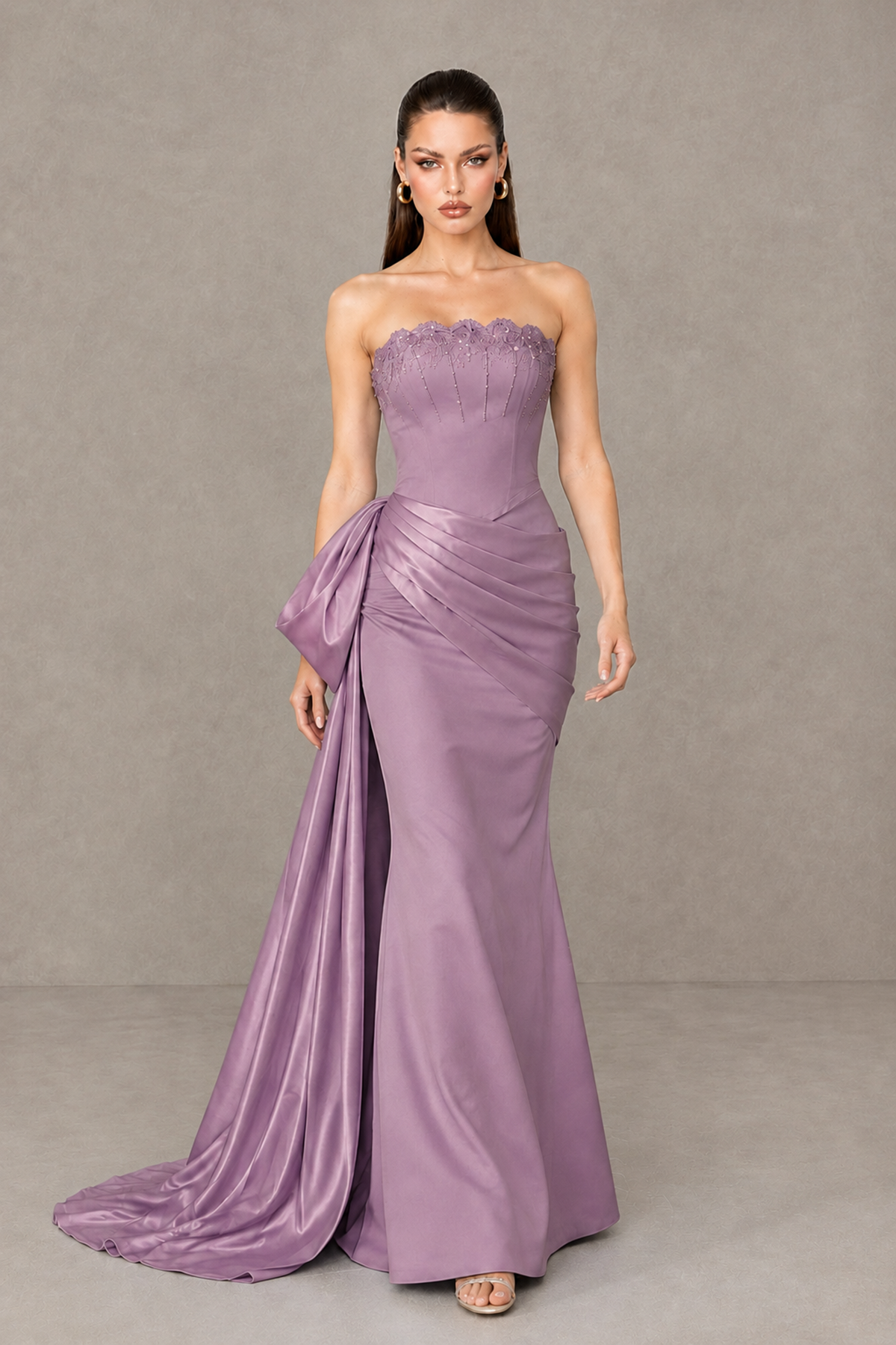 BOLODOO Wisteria Strapless Satin Prom Dress with Draped Side Train - Wisteria - Wisteria_4