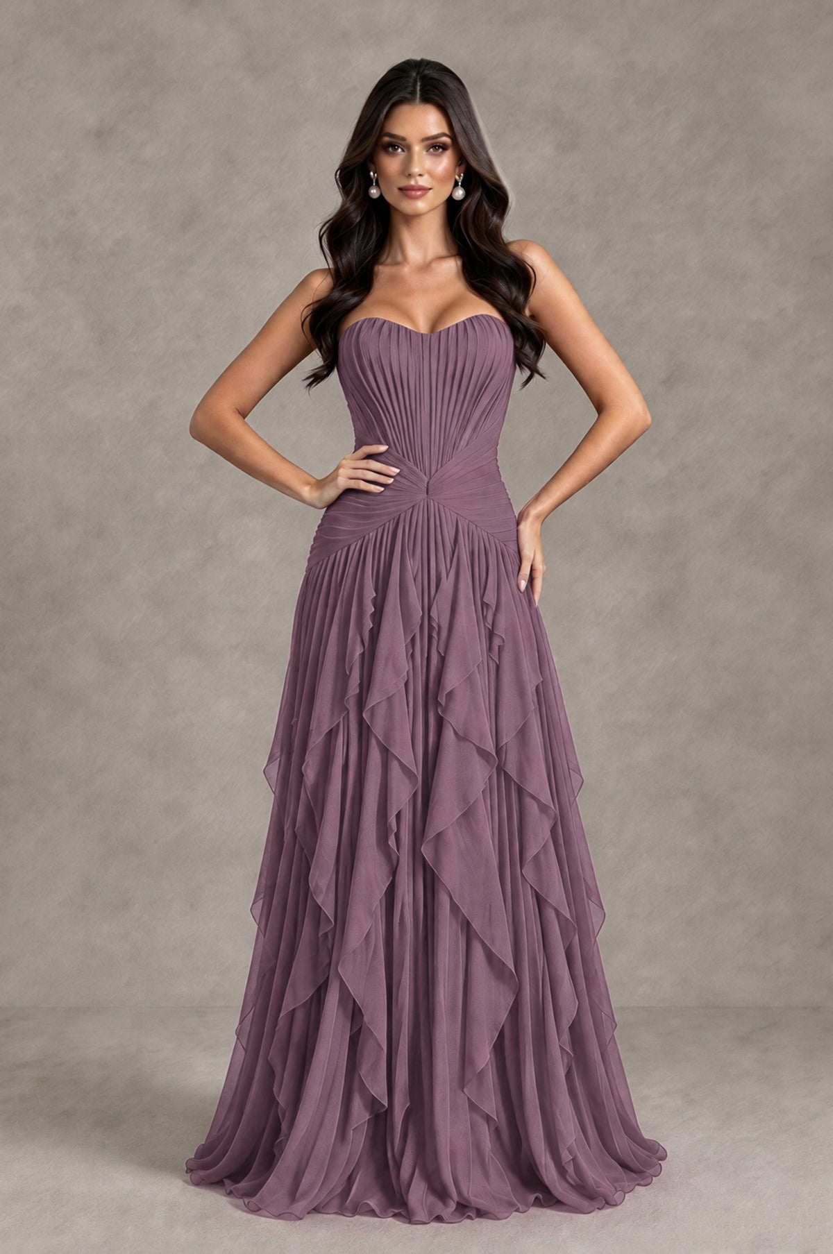 BOLODOO Wisteria Strapless Pleated Ruffle Wedding Guest Dress - Wisteria - Wisteria_4