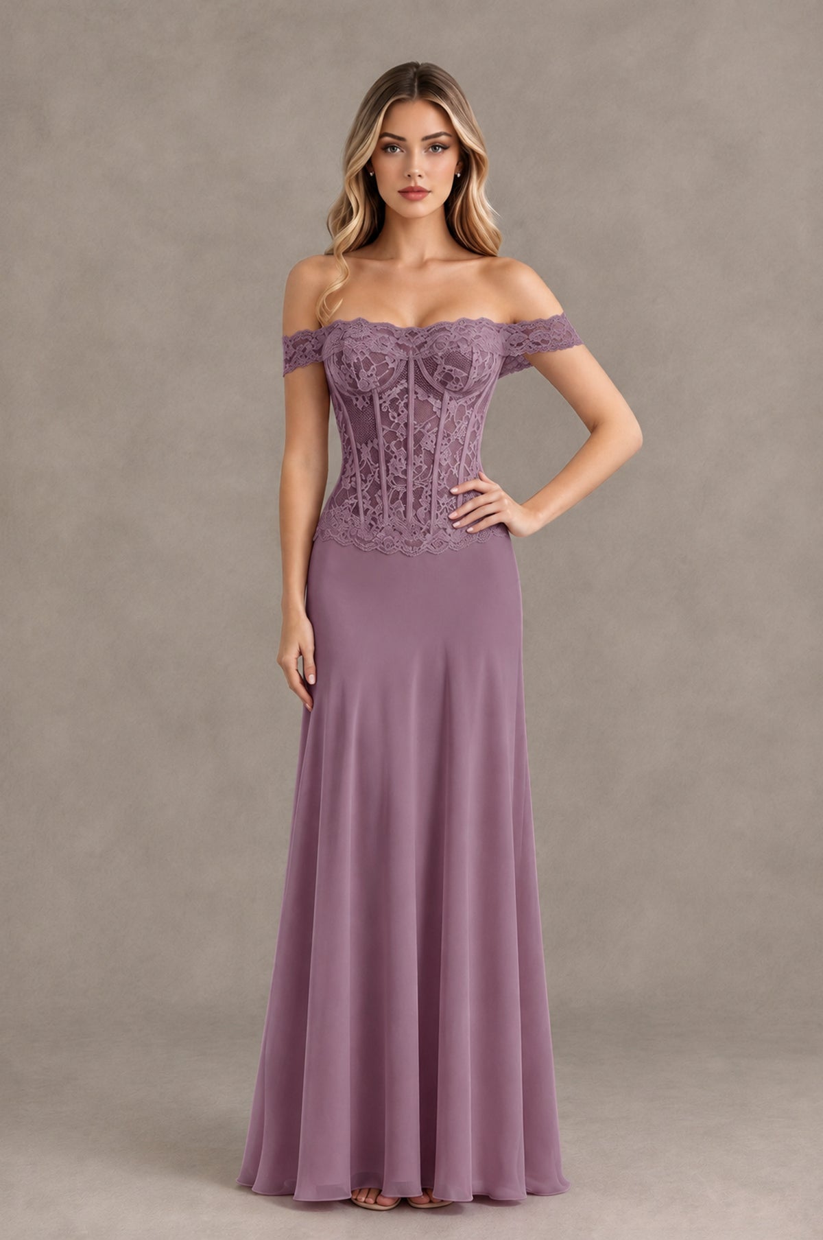 BOLODOO Wisteria Off Shoulder Lace Corset Wedding Guest Dress - Wisteria - Wisteria_4