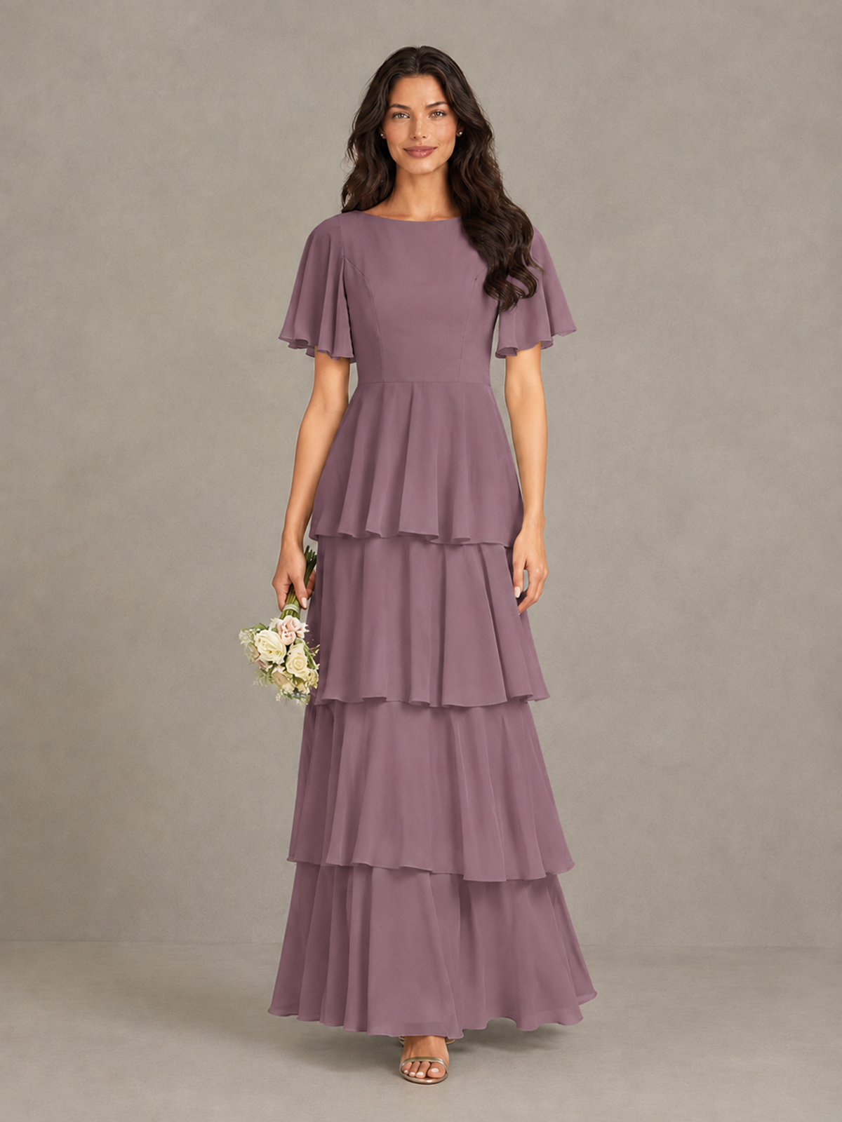 BOLODOO Wisteria Tiered Flutter Sleeve Bridesmaid Dress - Wisteria - Wisteria_4