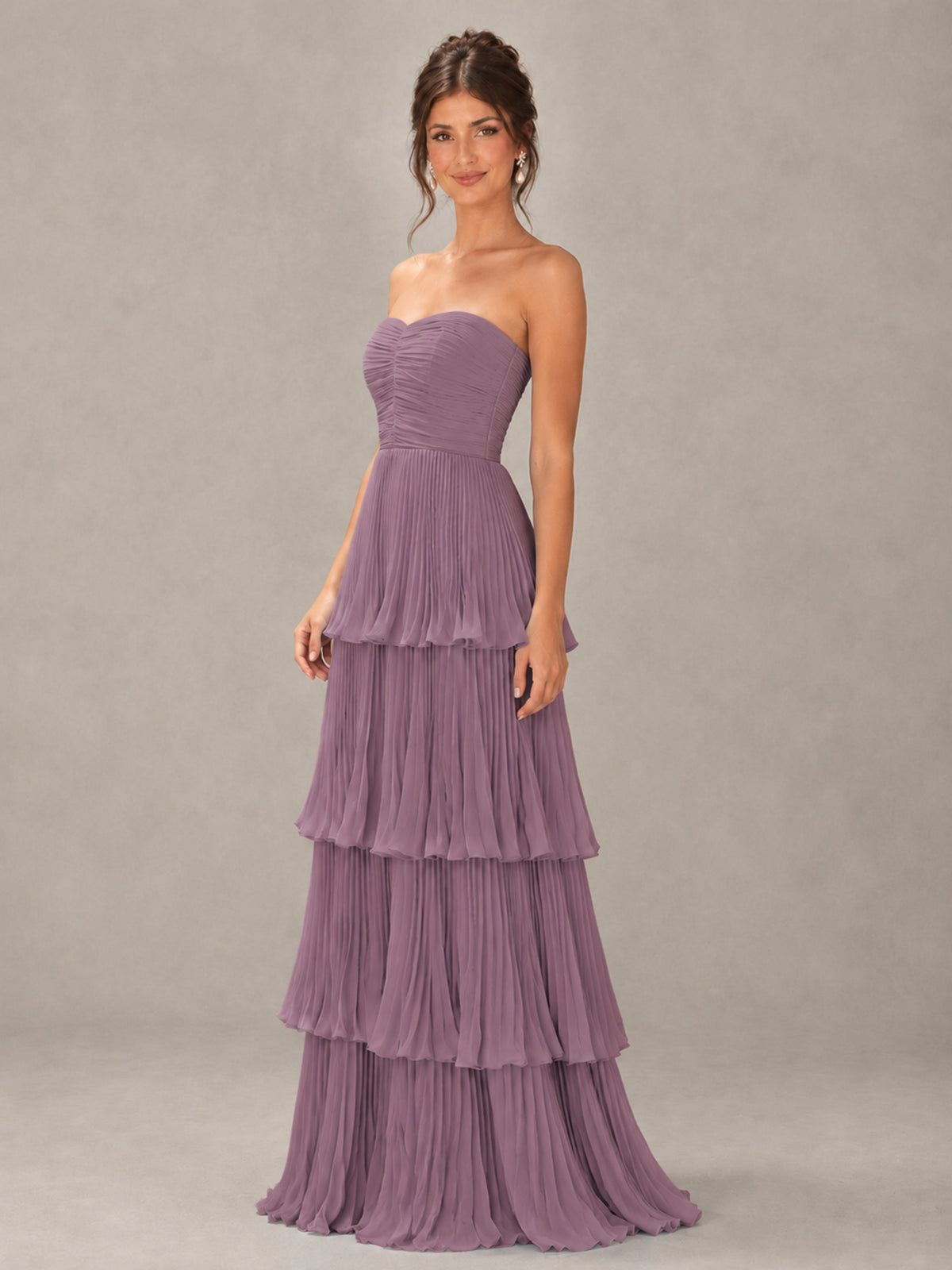 BOLODOO Wisteria Strapless Tiered Pleated Bridesmaid Dress - Wisteria - Wisteria_4