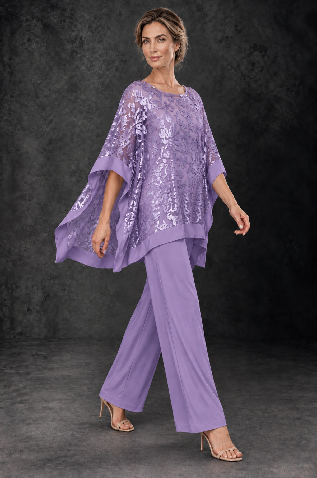 BOLODOO Wisteria Floral Cape Mother of the Bride Pant Suit - Wisteria - Wisteria_4