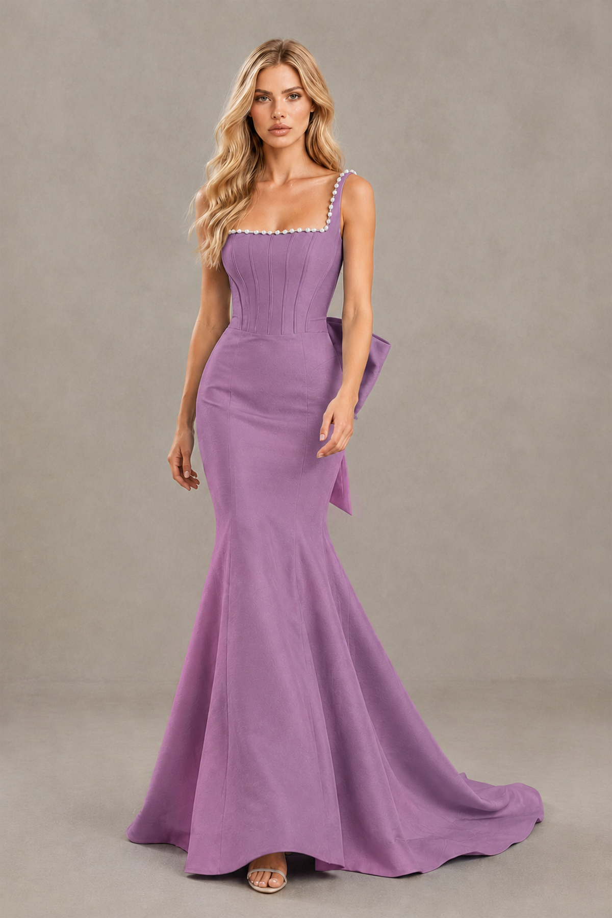 BOLODOO Wisteria Pearl-Trim Mermaid Prom Dress with Back Bow - Wisteria - Wisteria_4