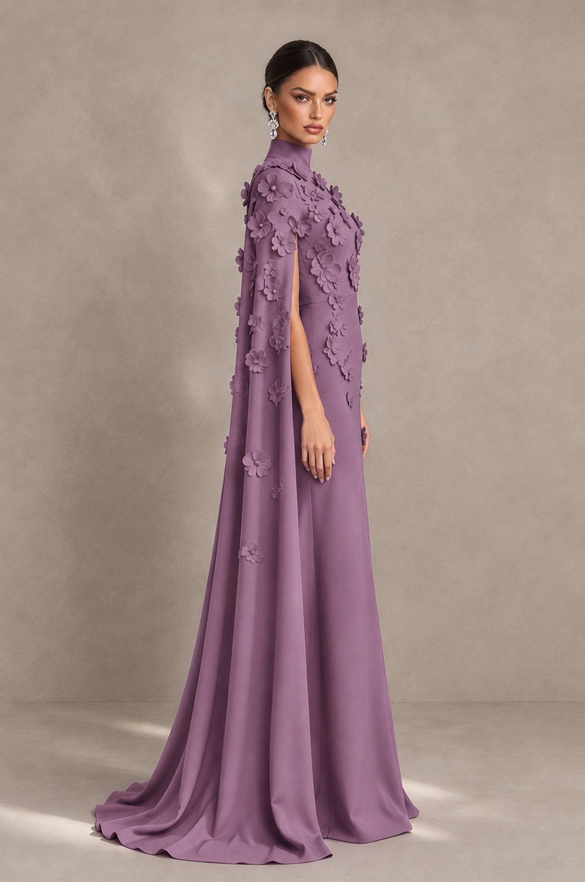 BOLODOO Wisteria 3D Floral Applique Cape Formal Dress - Wisteria - Wisteria_4