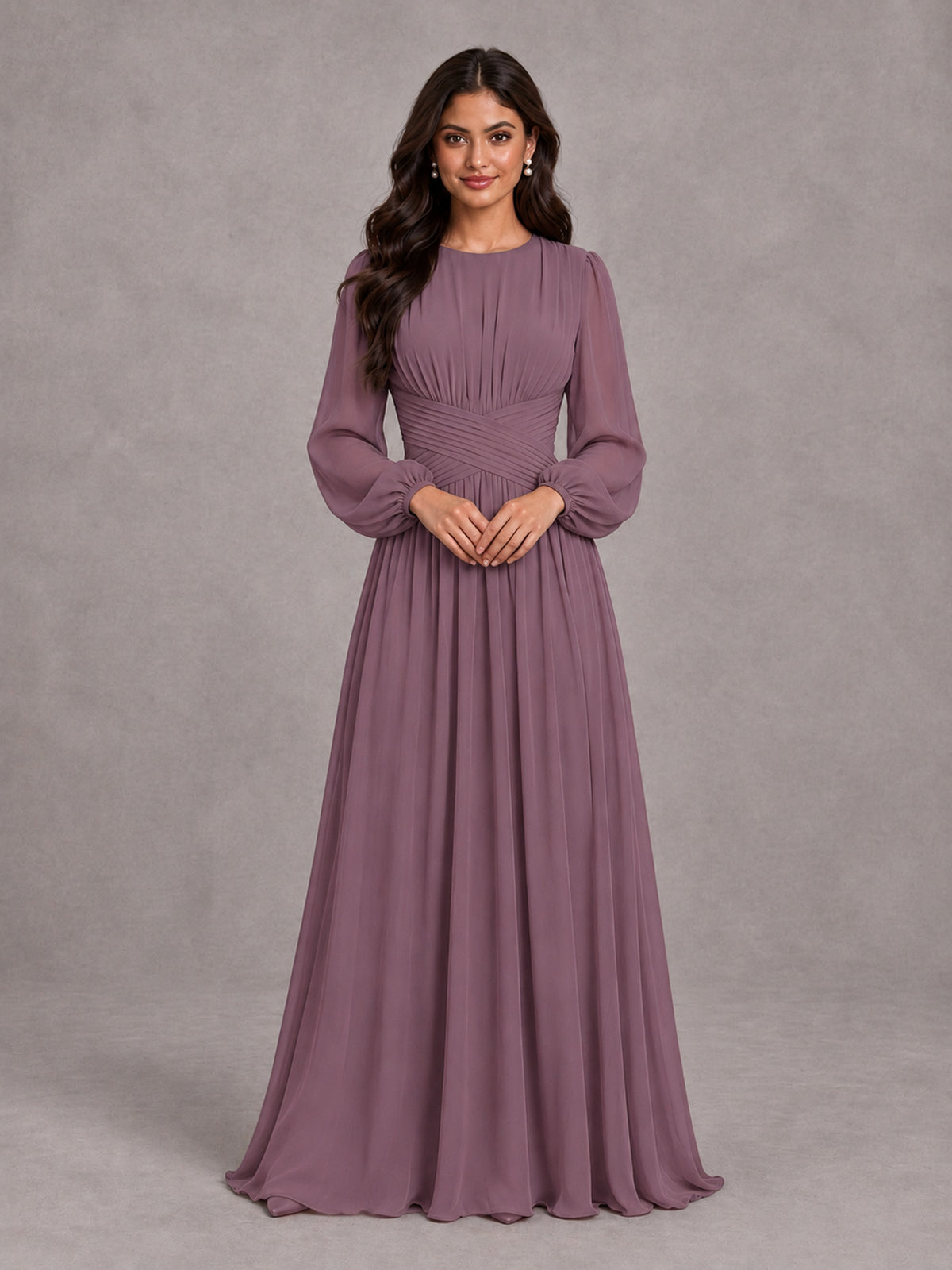 BOLODOO Wisteria Long Sleeve A-Line Bridesmaid Dress - Wisteria - Wisteria_4