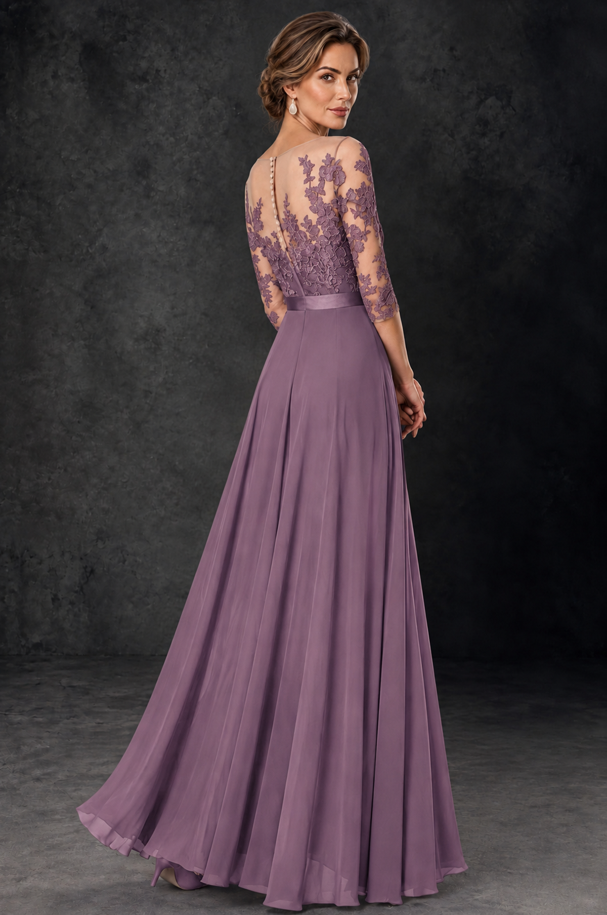 BOLODOO Wisteria Lace Wide-Leg Jumpsuit with Three-Quarter Sleeves - Wisteria - Wisteria_4
