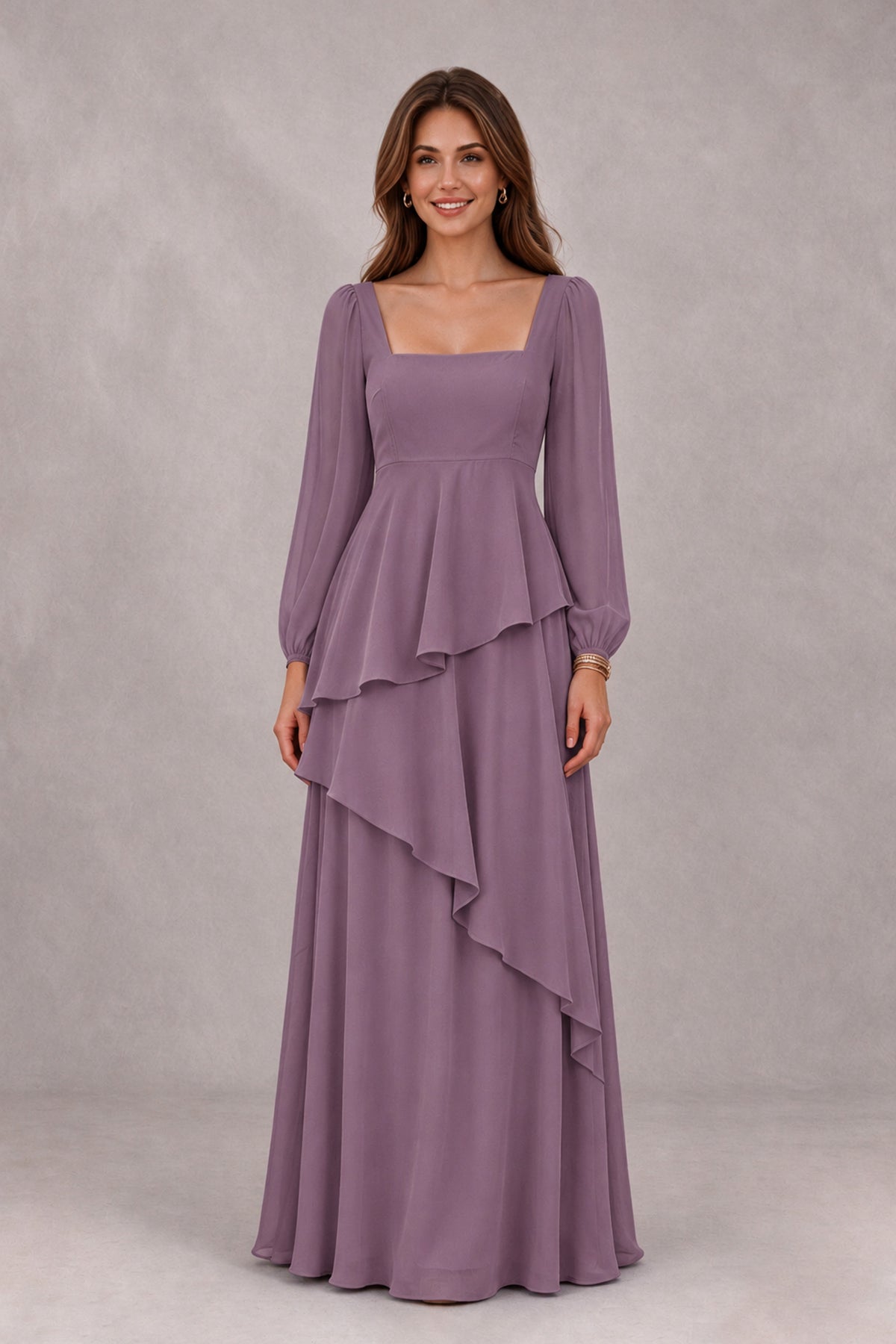 BOLODOO Wisteria Long Sleeve Ruffle Bridesmaid Dresses - Wisteria - Wisteria_4
