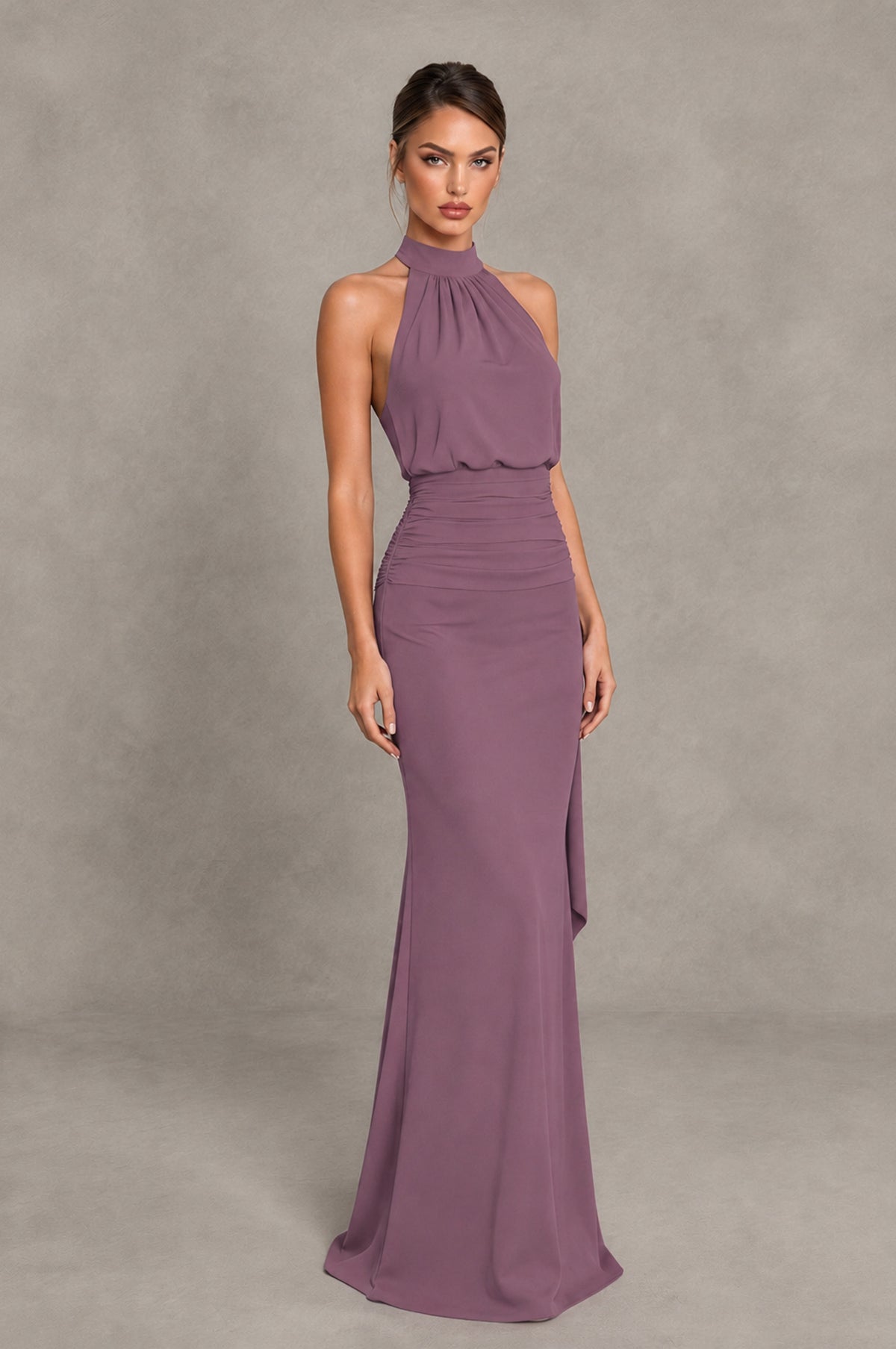 BOLODOO Wisteria Chiffon Halter Maxi Formal Wedding Guest Dress - Wisteria - Wisteria_4