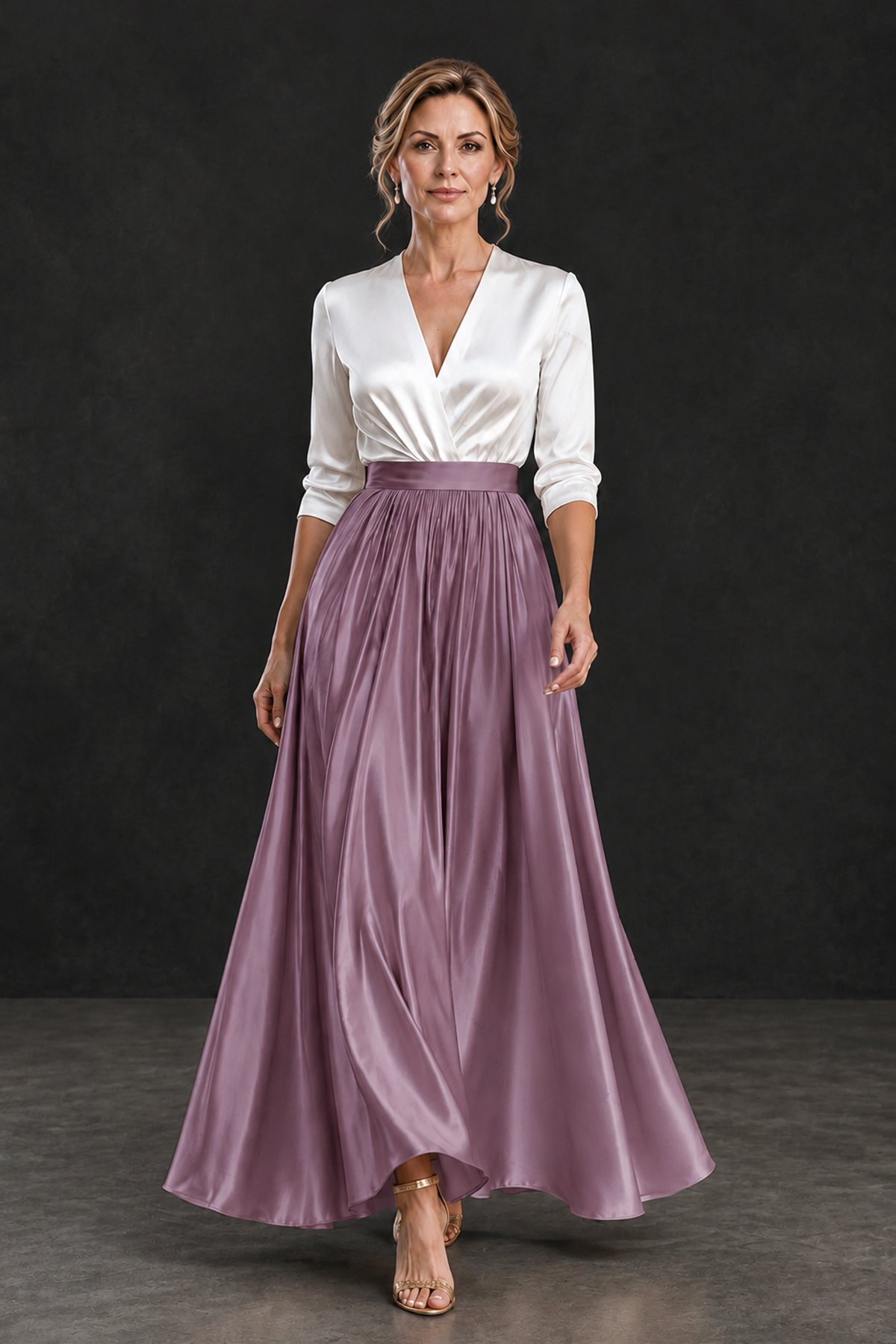 BOLODOO Wisteria and White V-Neck A-Line Mother of the Bride Dress - Wisteria - Wisteria_4
