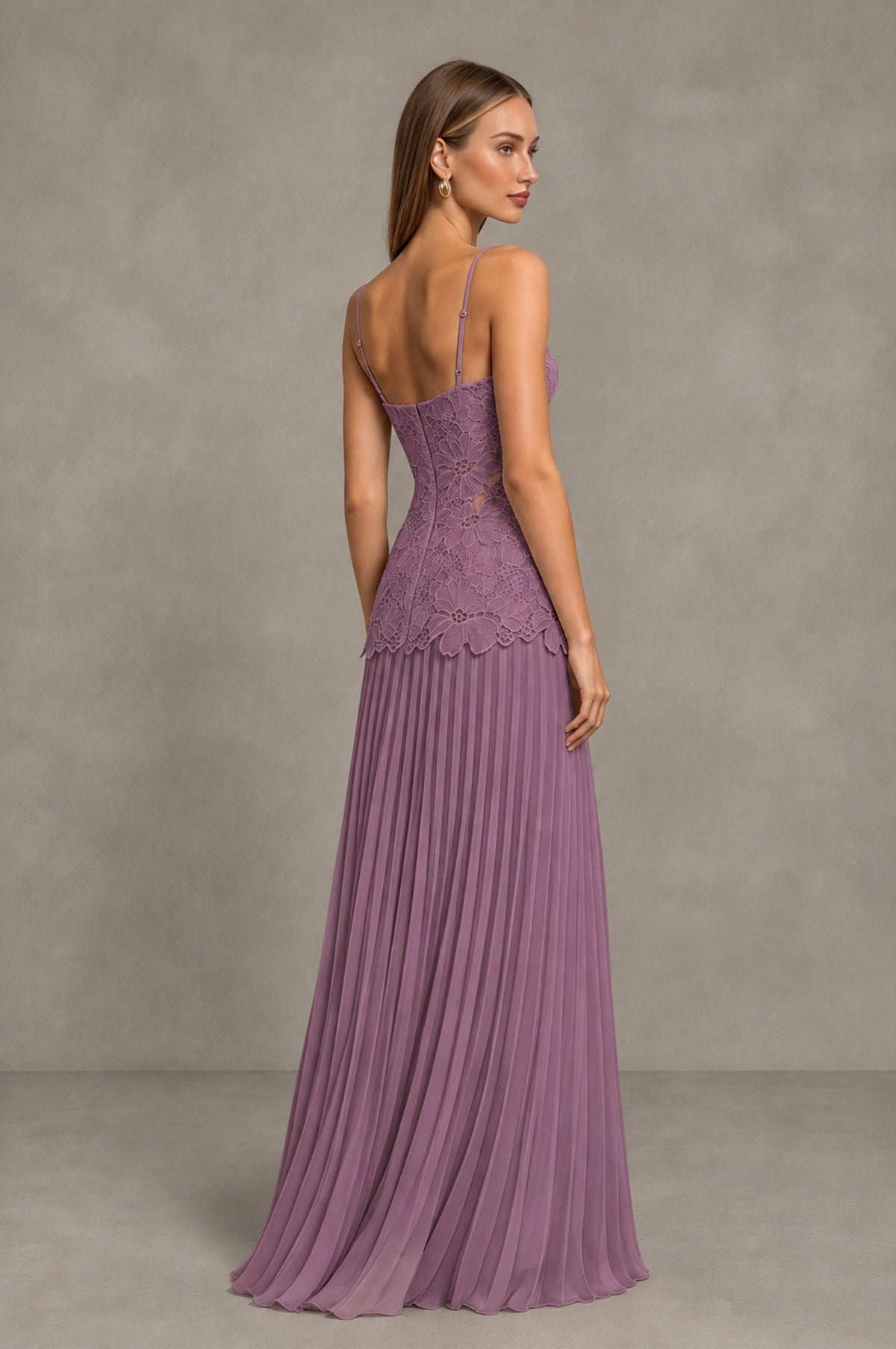 BOLODOO Wisteria Lace Bodice Pleated Wedding Guest Dress - Wisteria - Wisteria_4