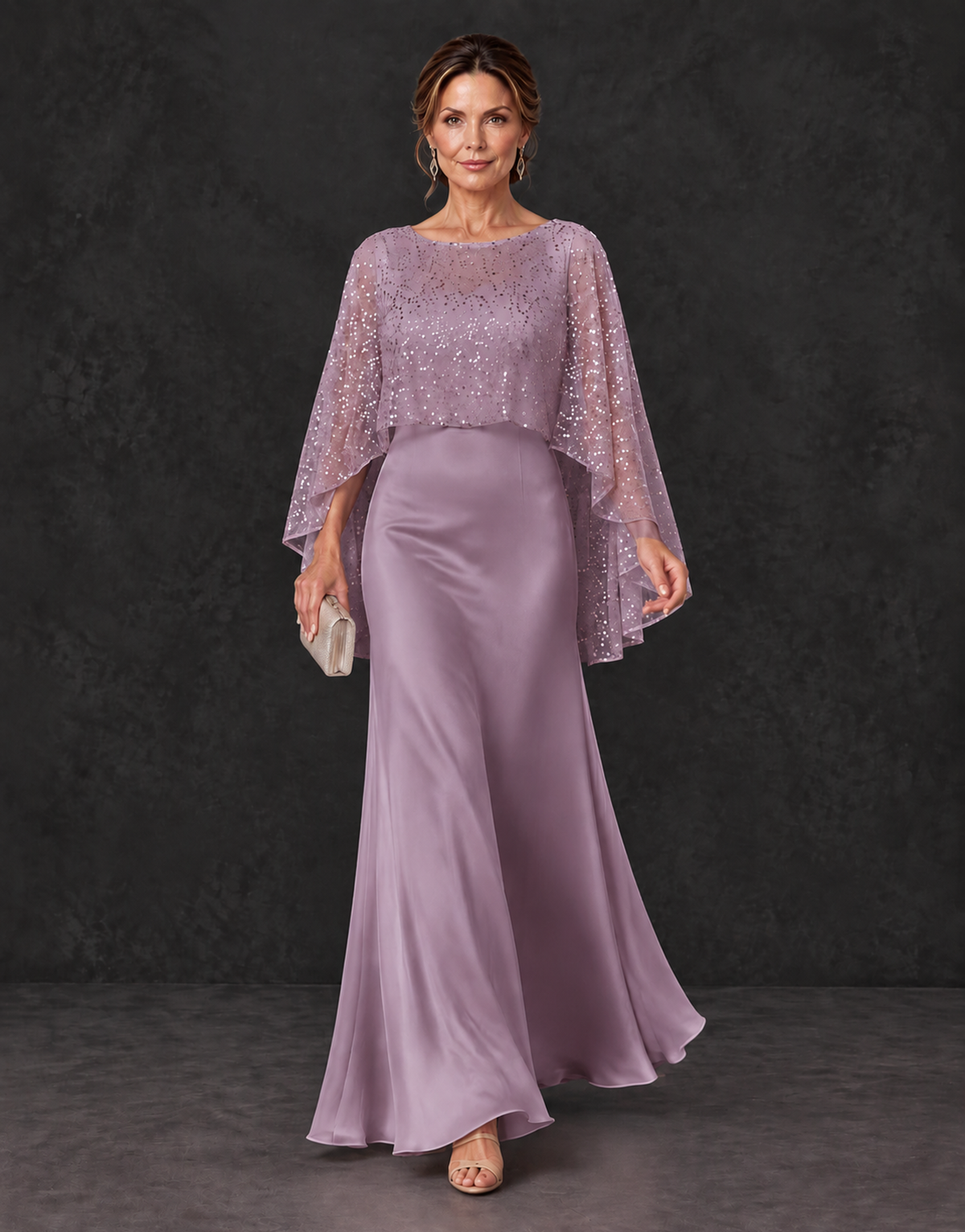 BOLODOO Wisteria Sparkle Cape Sleeve Mother of the Bride Dress - Wisteria - Wisteria_4