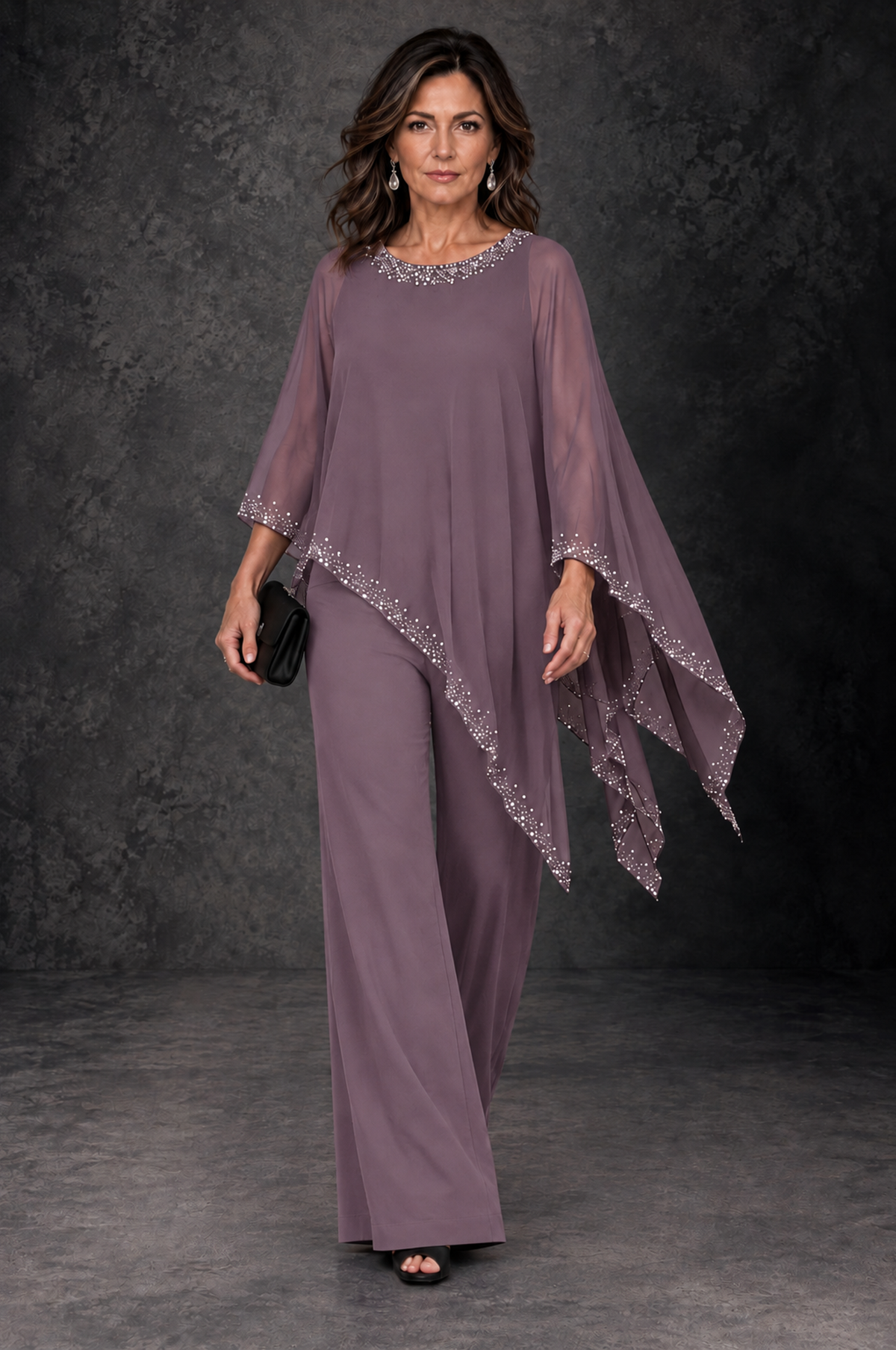 BOLODOO Wisteria Embellished Cape Mother of the Bride Pantsuit - Wisteria - Wisteria_4