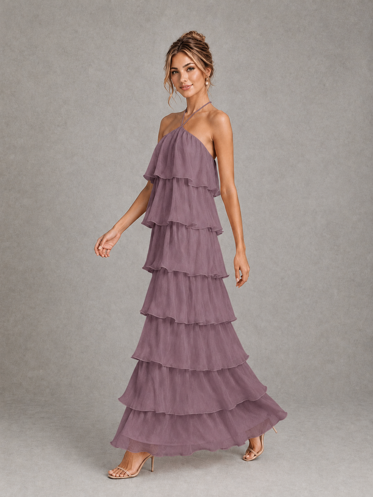 BOLODOO Wisteria Halter Tiered Ruffle Maxi Bridesmaid Dress - Wisteria - Wisteria_4