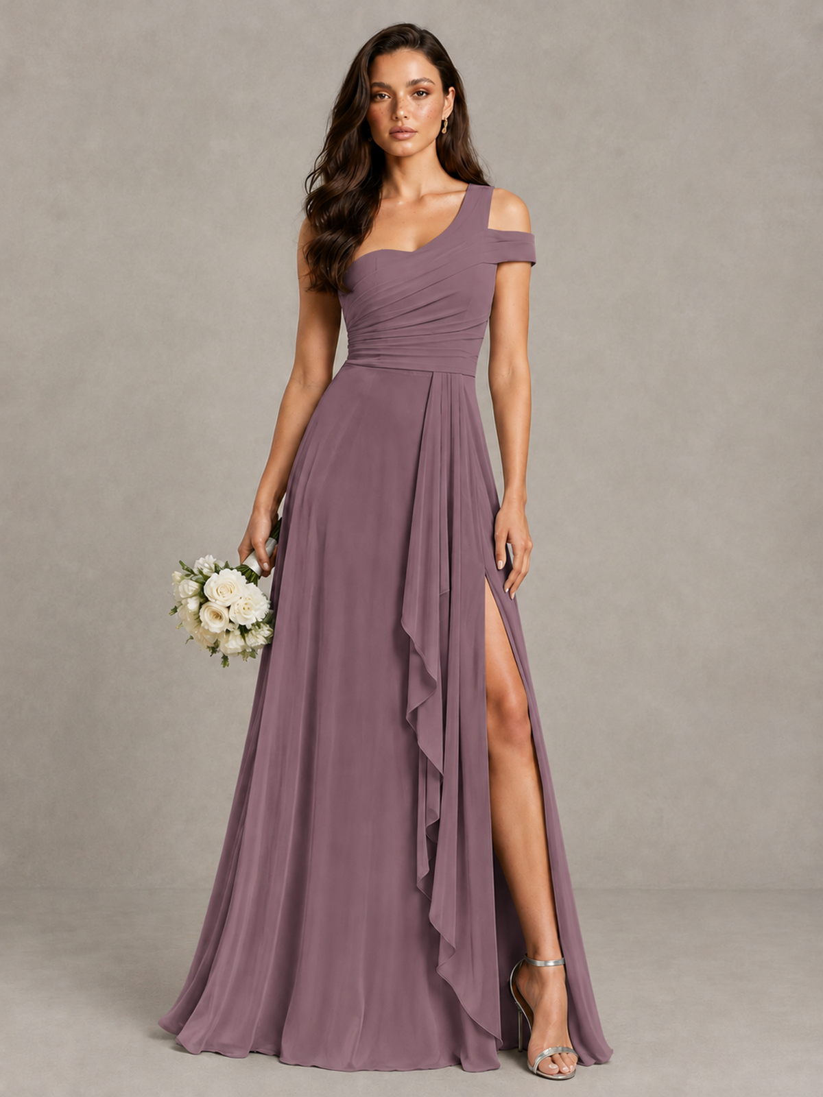 BOLODOO Wisteria One-Shoulder Bridesmaid Dress with Side Slit - Wisteria - Wisteria (1)