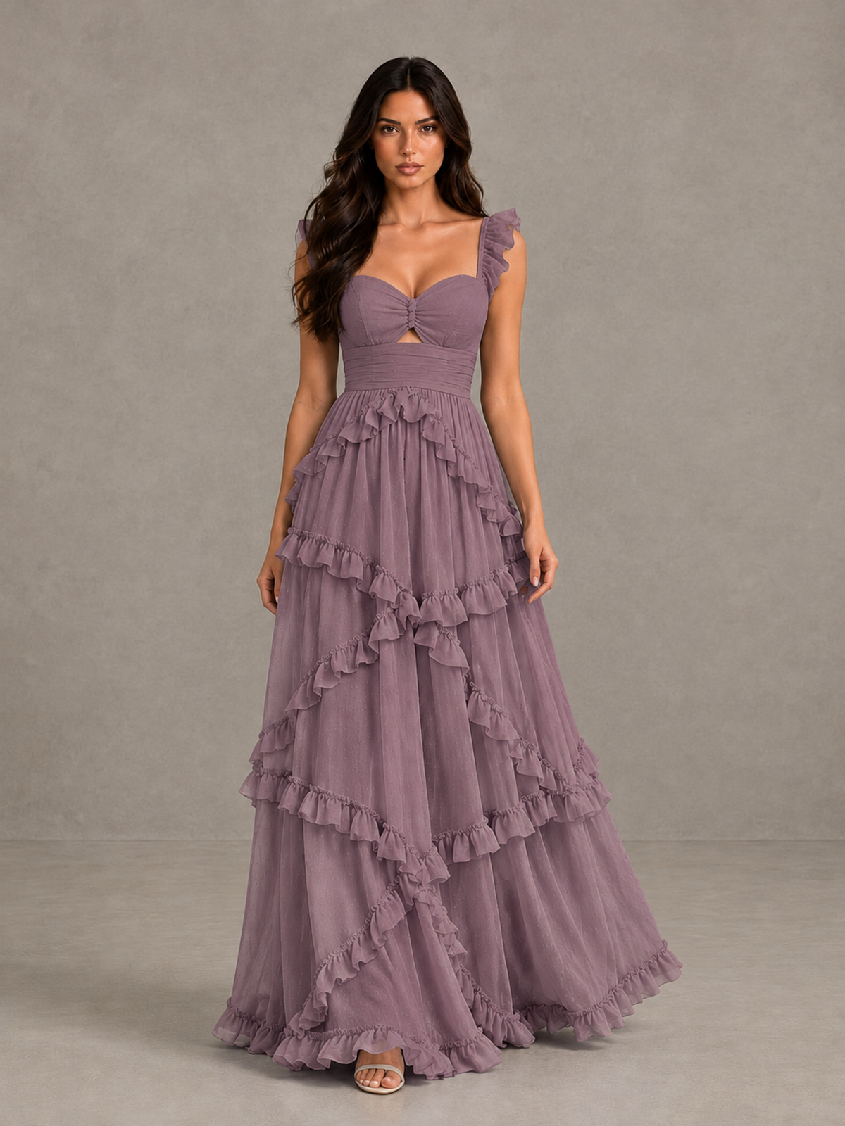 BOLODOO Wisteria Ruffle A-Line Prom Dress with Open Back - Wisteria - Wisteria (1)