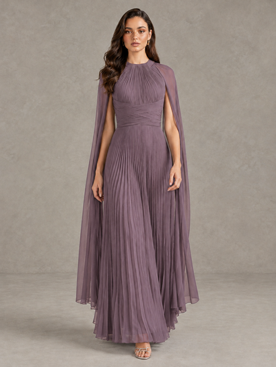 BOLODOO Wisteria Pleated Cape Maxi Wedding Guest Dress - Wisteria - Wisteria (1)