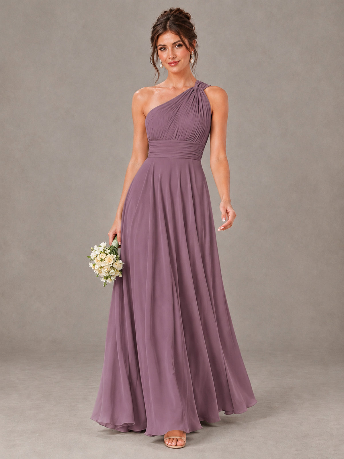 BOLODOO Wisteria One-Shoulder Chiffon-Look Bridesmaid Dress - Wisteria - Wisteria (1)