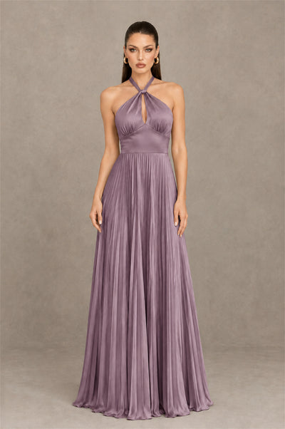 BOLODOO Wisteria Halter Pleated A-Line Evening Dress - Wisteria - Wisteria (1)
