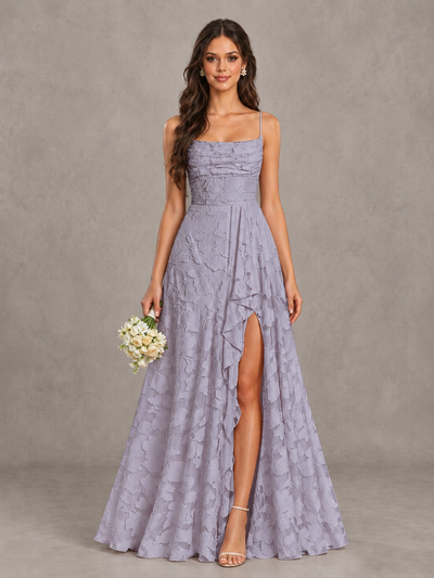 BOLODOO Wisteria Floral Appliqué Slit Maxi Dress - Wisteria - Wisteria (1)