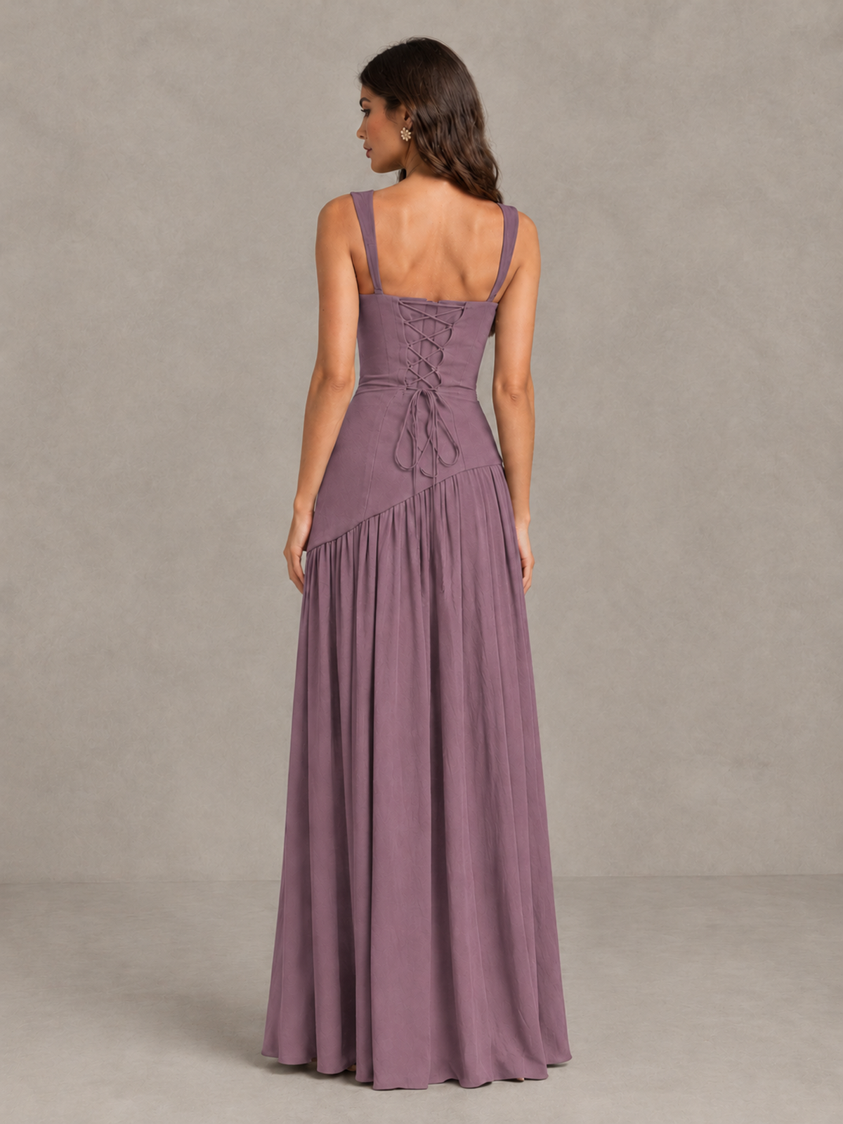 BOLODOO Wisteria Brown Scarf Bridesmaid Dress with Lace-Up Back - Wisteria - Wisteria (2)