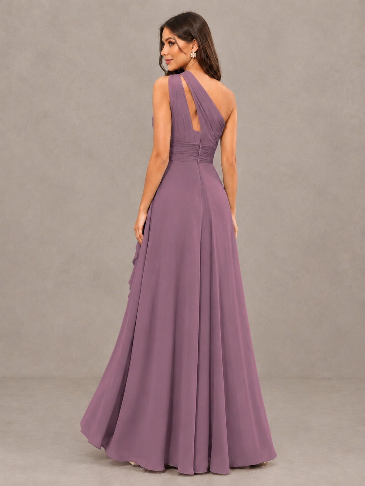 BOLODOO Wisteria One-Shoulder Ruffle Bridesmaid Dress with Slit - Wisteria - Wisteria (2)