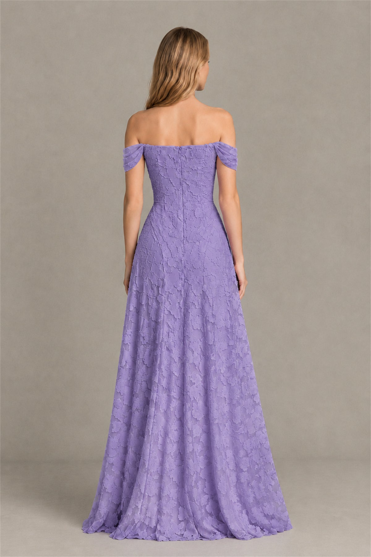 BOLODOO Wisteria Off-Shoulder Pleated A-Line Maxi Dress Floral - Wisteria
