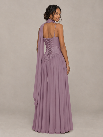 BOLODOO Wisteria Corset Bridesmaid Dress with Scarf - Wisteria - Wisteria (2)