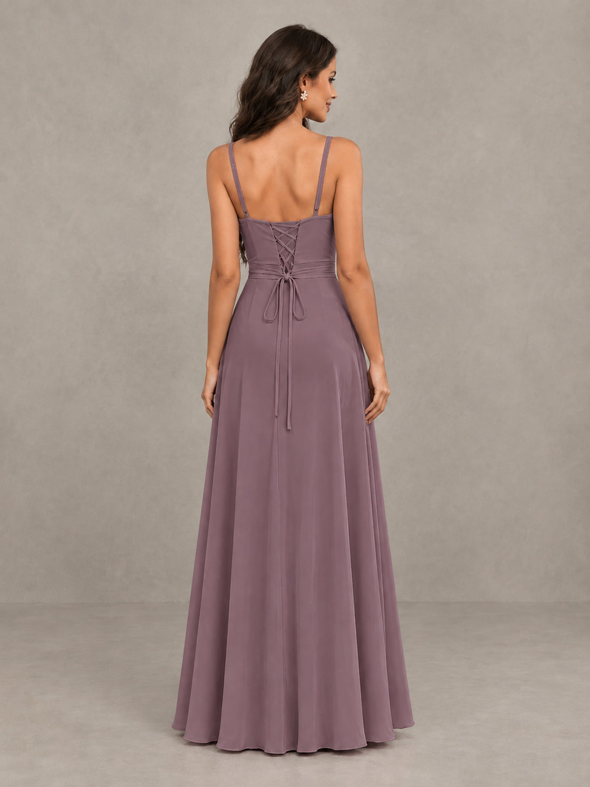 BOLODOO Wisteria Spaghetti Strap Ruffle Bridesmaid Dress with Slit - Wisteria - Wisteria (2)