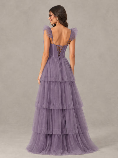 BOLODOO Wisteria Tiered Tulle Bridesmaid Dress with Slit - Wisteria - Wisteria (2)