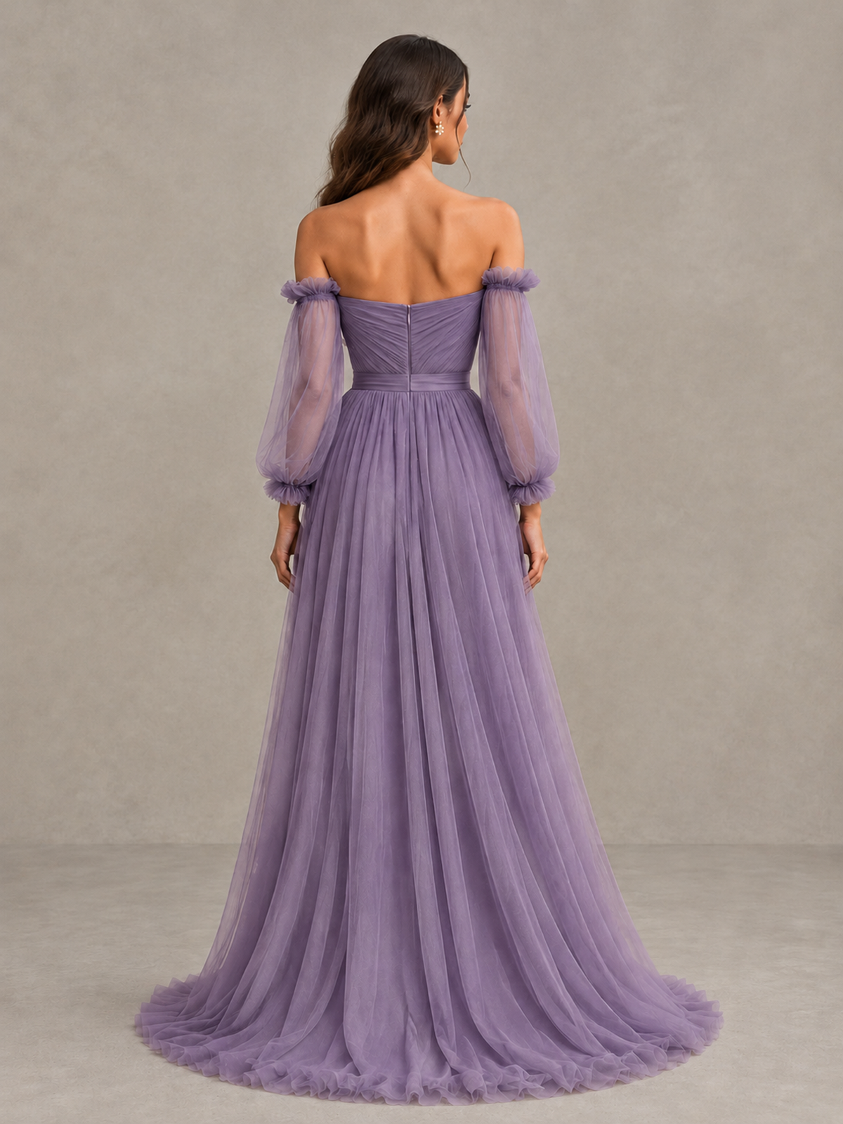 BOLODOO Wisteria Off-the-Shoulder Long Sleeve A-Line Bridesmaid Dress - Wisteria - Wisteria (2)