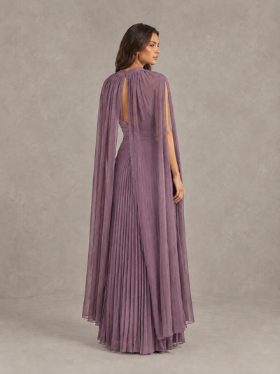 BOLODOO Wisteria Pleated Cape Maxi Wedding Guest Dress - Wisteria - Wisteria (2)