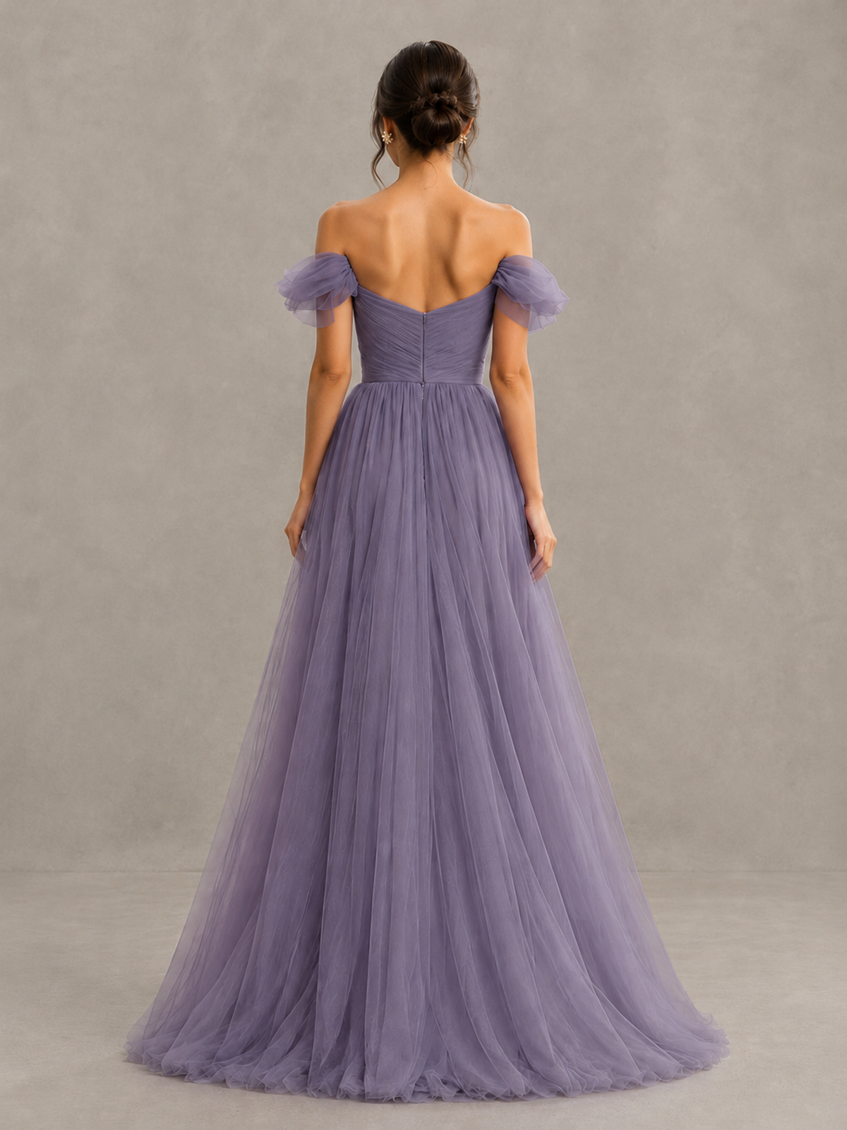 BOLODOO Wisteria Off-the-Shoulder Ruffle Sleeve A-Line Bridesmaid Dress - Wisteria - Wisteria (2)