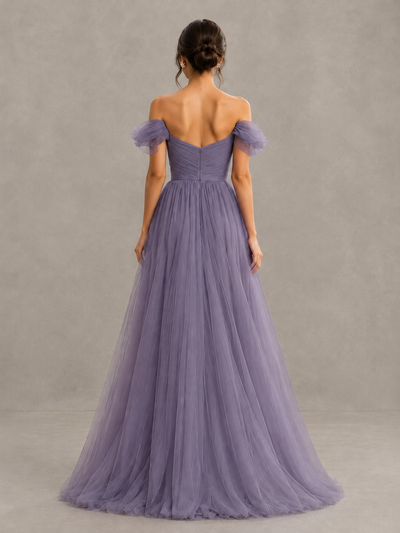 BOLODOO Wisteria Off-the-Shoulder Ruffle Sleeve A-Line Bridesmaid Dress - Wisteria - Wisteria (2)