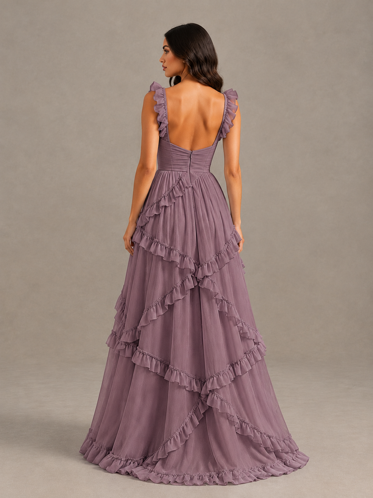 BOLODOO Wisteria Ruffle A-Line Prom Dress with Open Back - Wisteria - Wisteria (2)