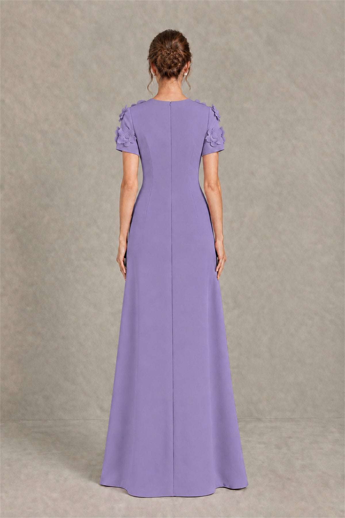 BOLODOO Wisteria Textured Floral Maxi Dress with Short Sleeves - Wisteria