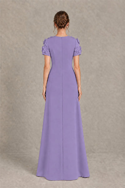 BOLODOO Wisteria Textured Floral Maxi Dress with Short Sleeves - Wisteria