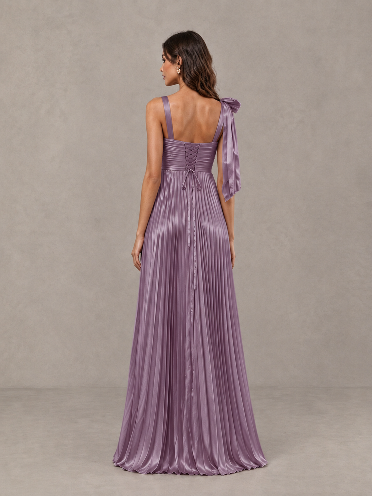 BOLODOO Wisteria Pleated Bow-Strap Bridesmaid Maxi Dress - Wisteria - Wisteria (2)