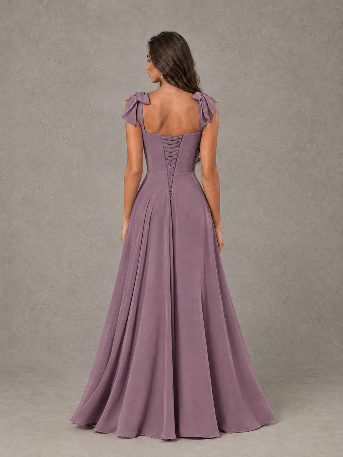 BOLODOO Wisteria Bow-Strap Bridesmaid Dress with Ruffle Slit - Wisteria - Wisteria (2)
