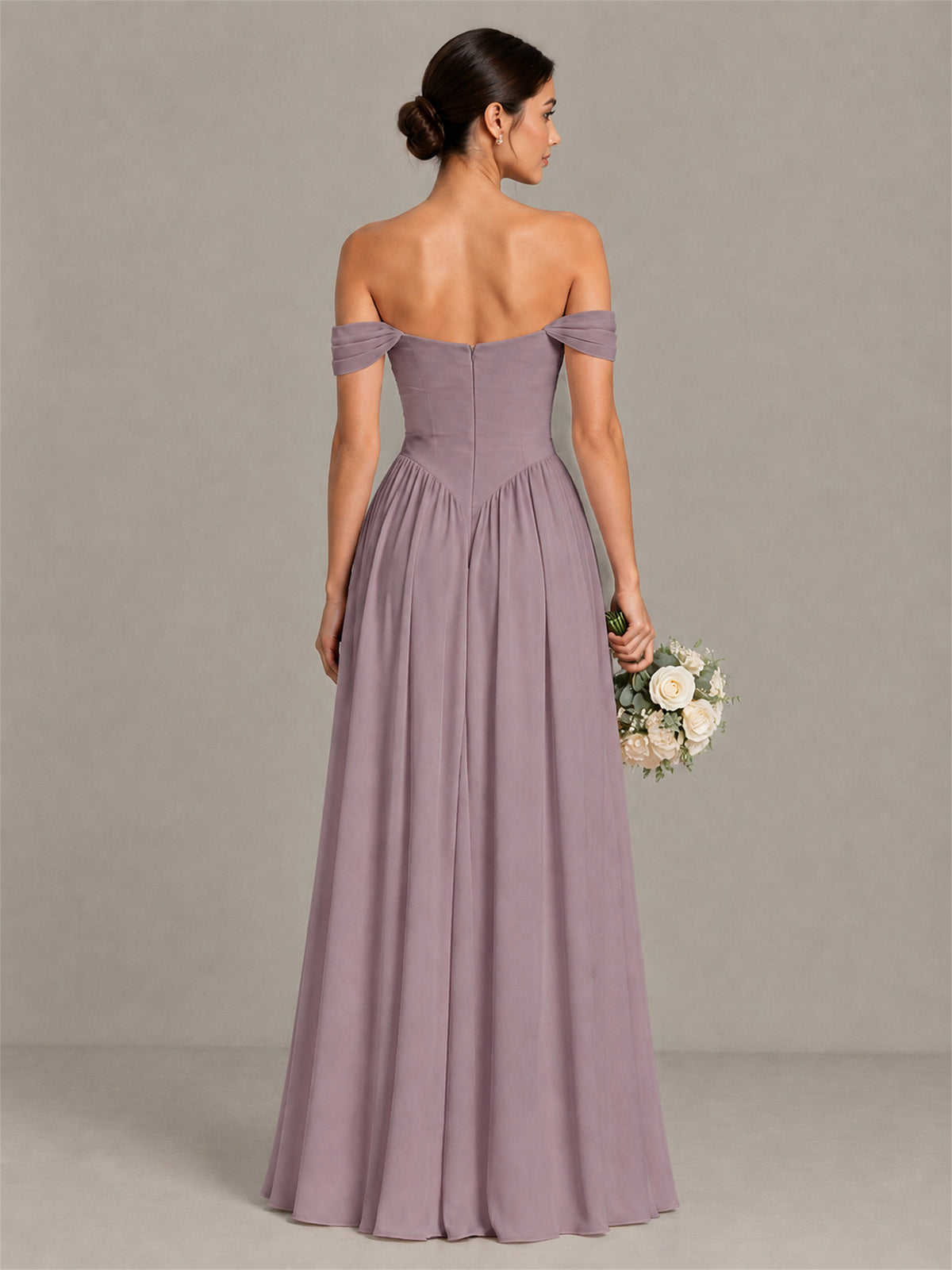BOLODOO Wisteria Off-Shoulder Chiffon A-Line Bridesmaid Dress - Wisteria