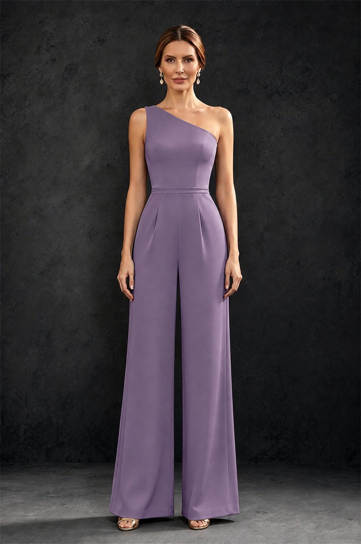 BOLODOO Wisteria 2-Piece Set: Off-Shoulder 3D Floral Cape Gown & One-Shoulder Wide-Leg Jumpsuit | BD0373 - Wisteria