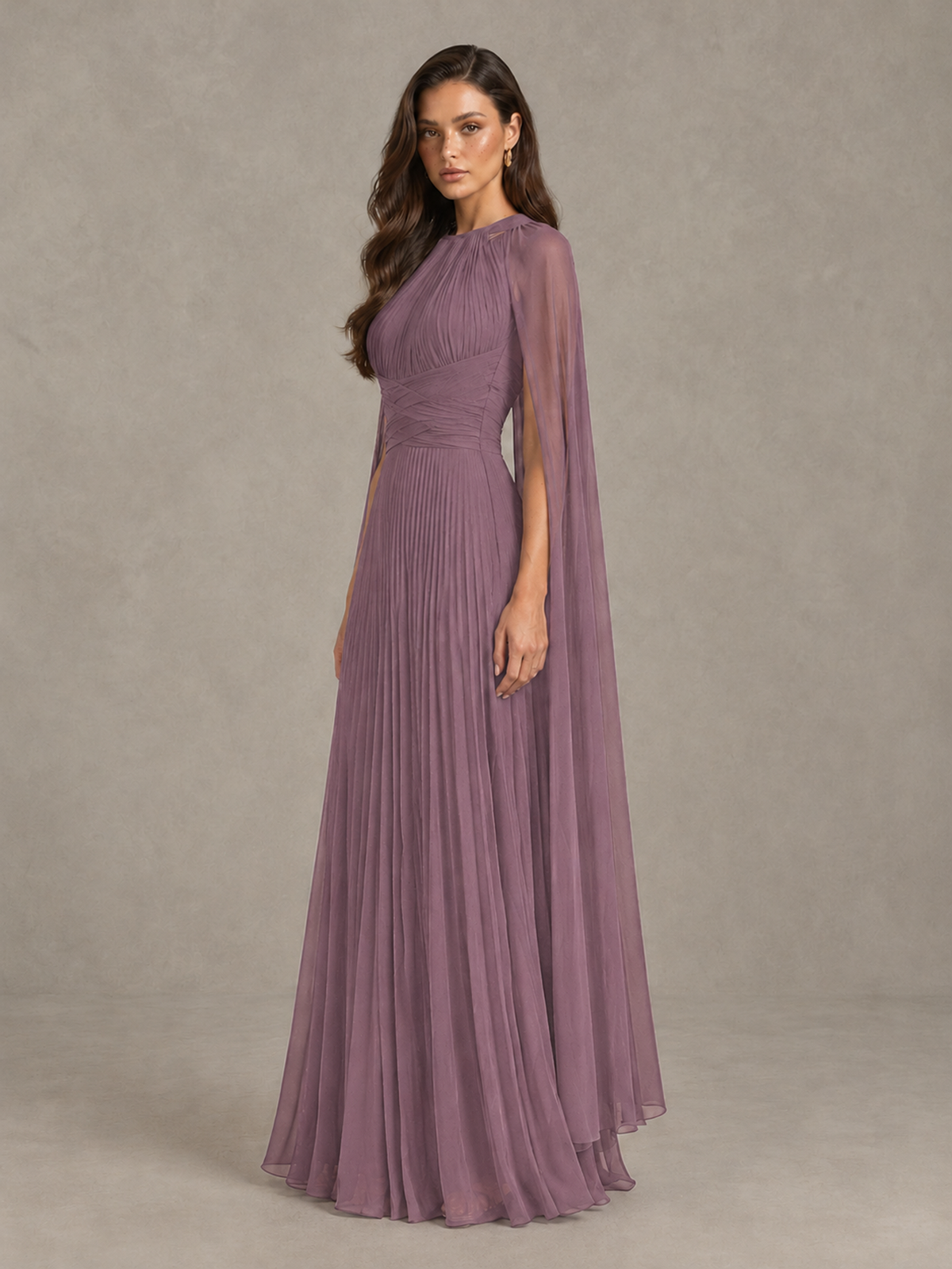 BOLODOO Wisteria Pleated Cape Maxi Wedding Guest Dress - Wisteria - Wisteria (3)