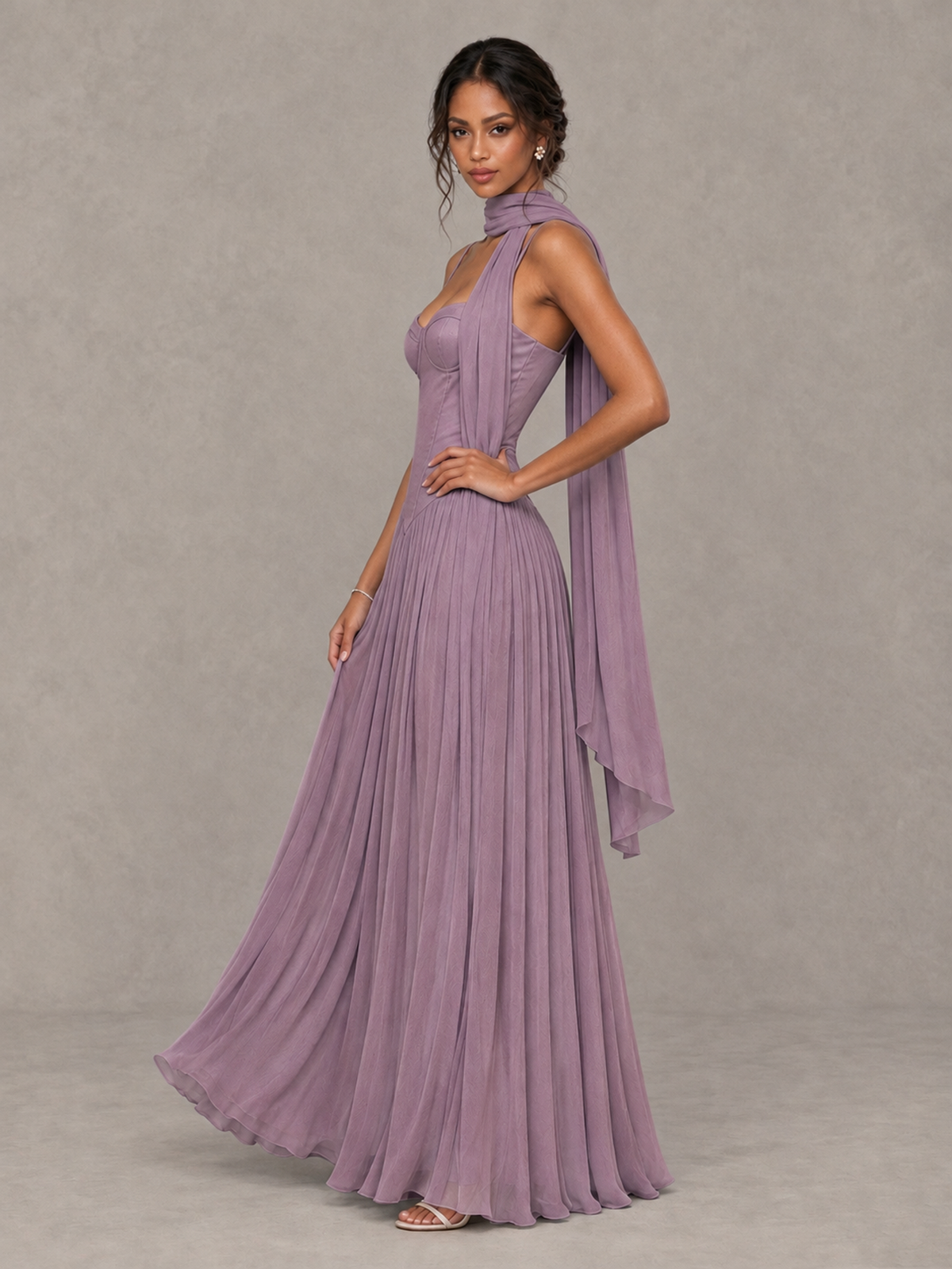 BOLODOO Wisteria Corset Bridesmaid Dress with Scarf - Wisteria - Wisteria (3)