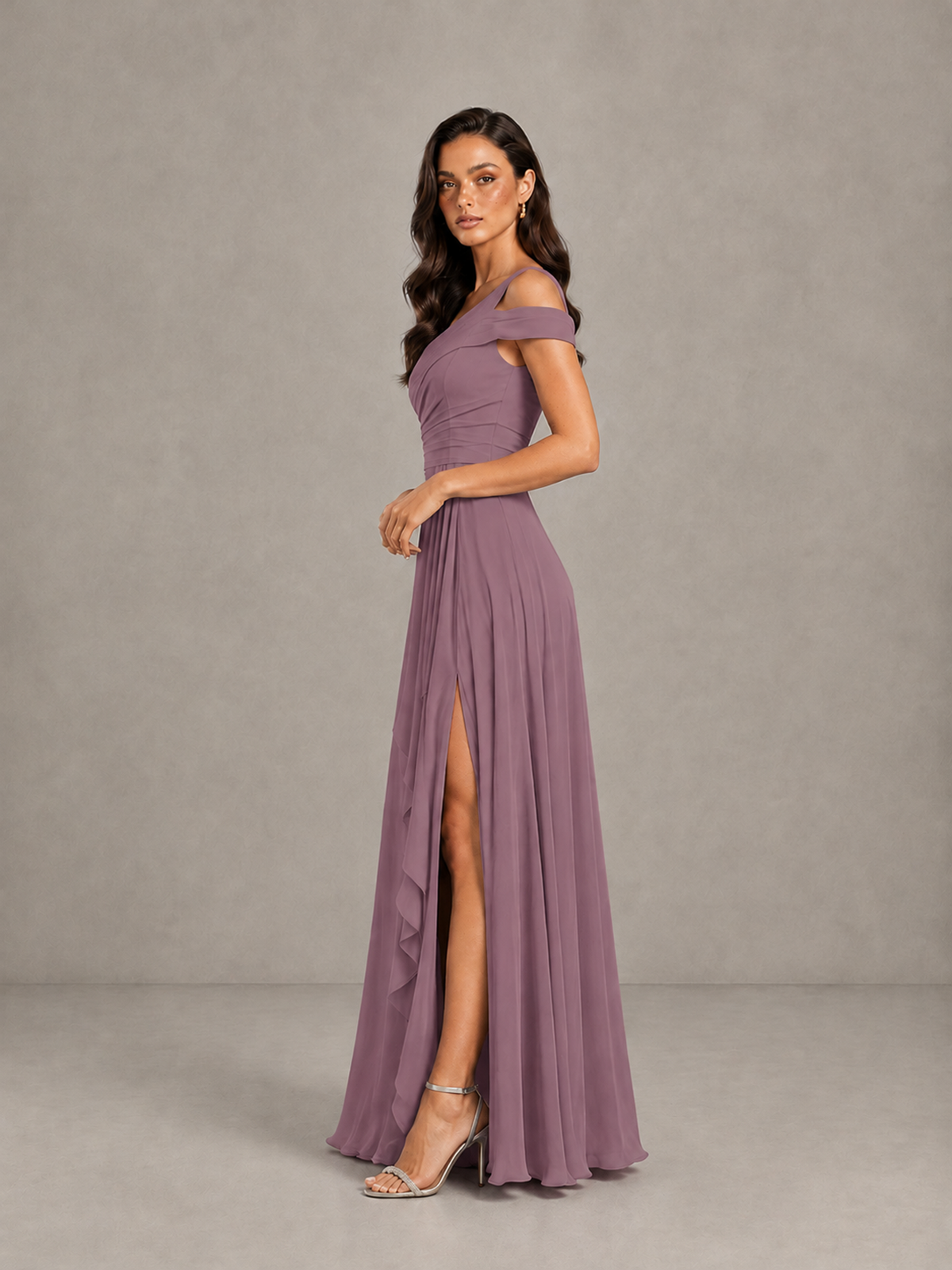 BOLODOO Wisteria One-Shoulder Bridesmaid Dress with Side Slit - Wisteria - Wisteria (3)