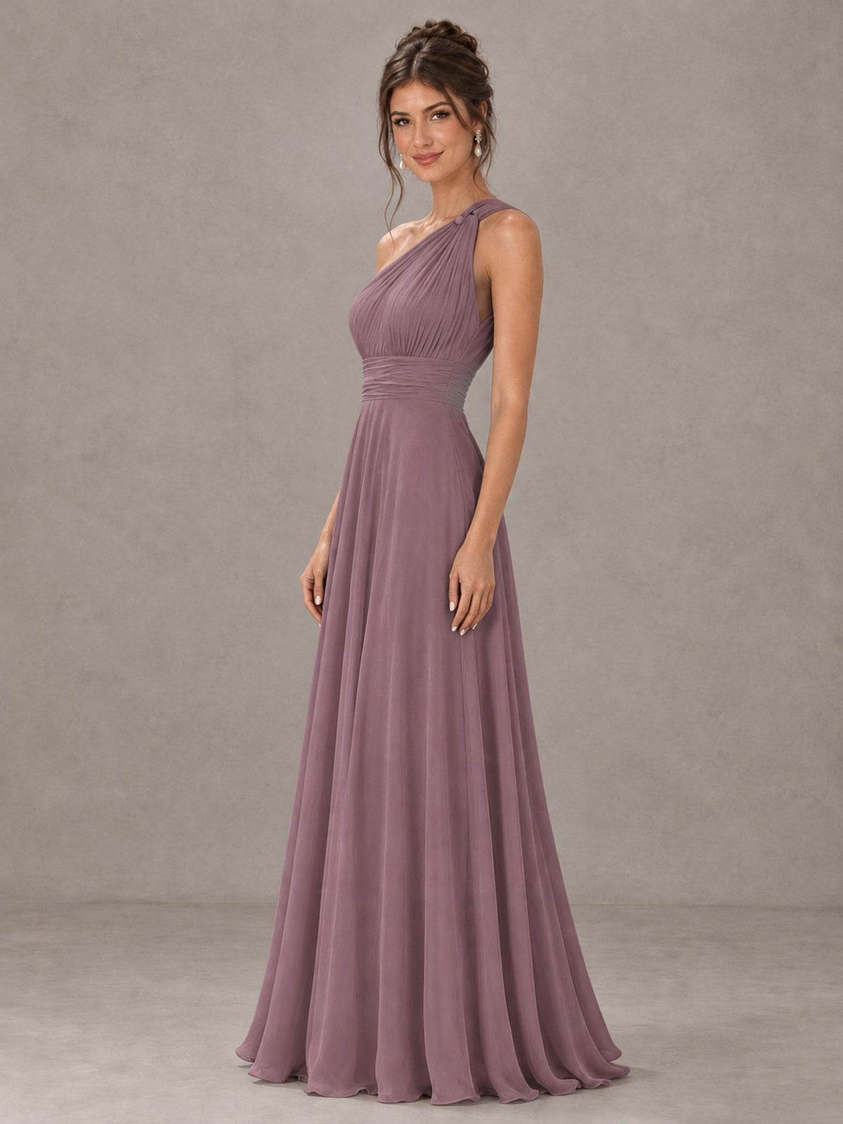 BOLODOO Wisteria One-Shoulder Chiffon-Look Bridesmaid Dress - Wisteria - Wisteria (3)
