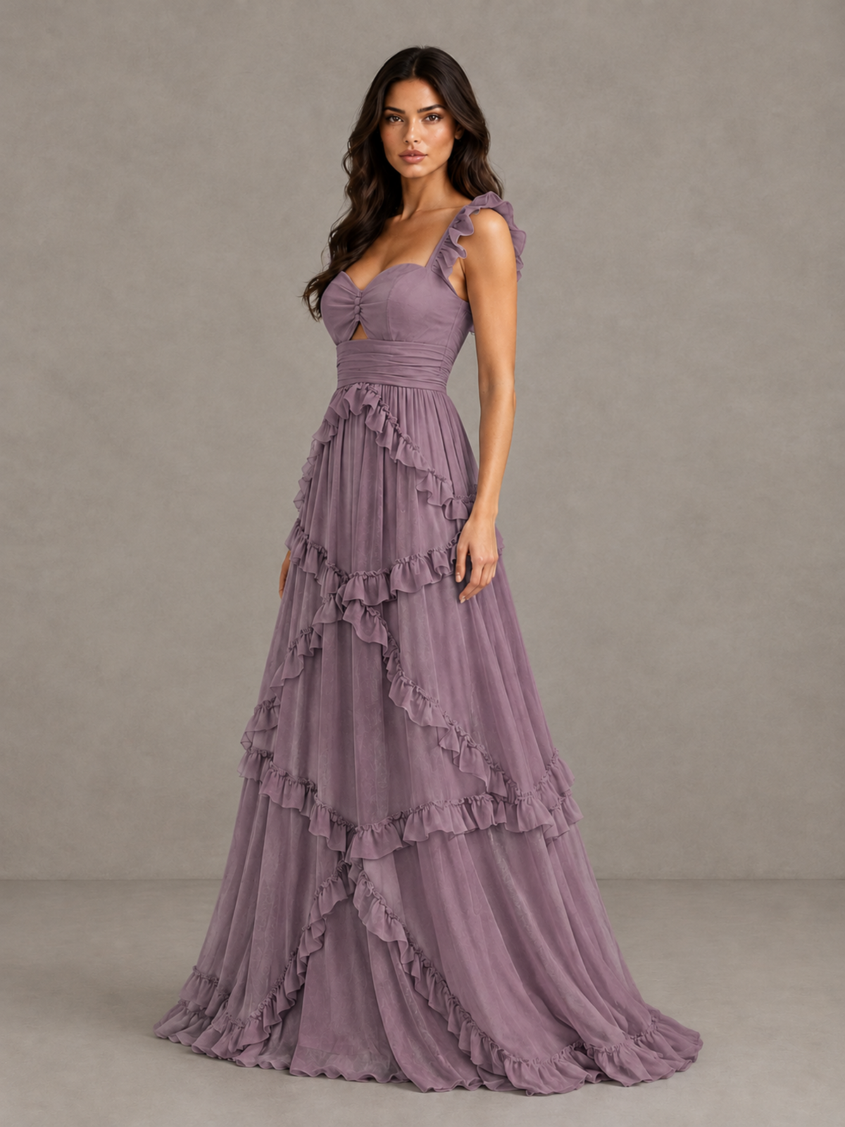BOLODOO Wisteria Ruffle A-Line Prom Dress with Open Back - Wisteria - Wisteria (3)