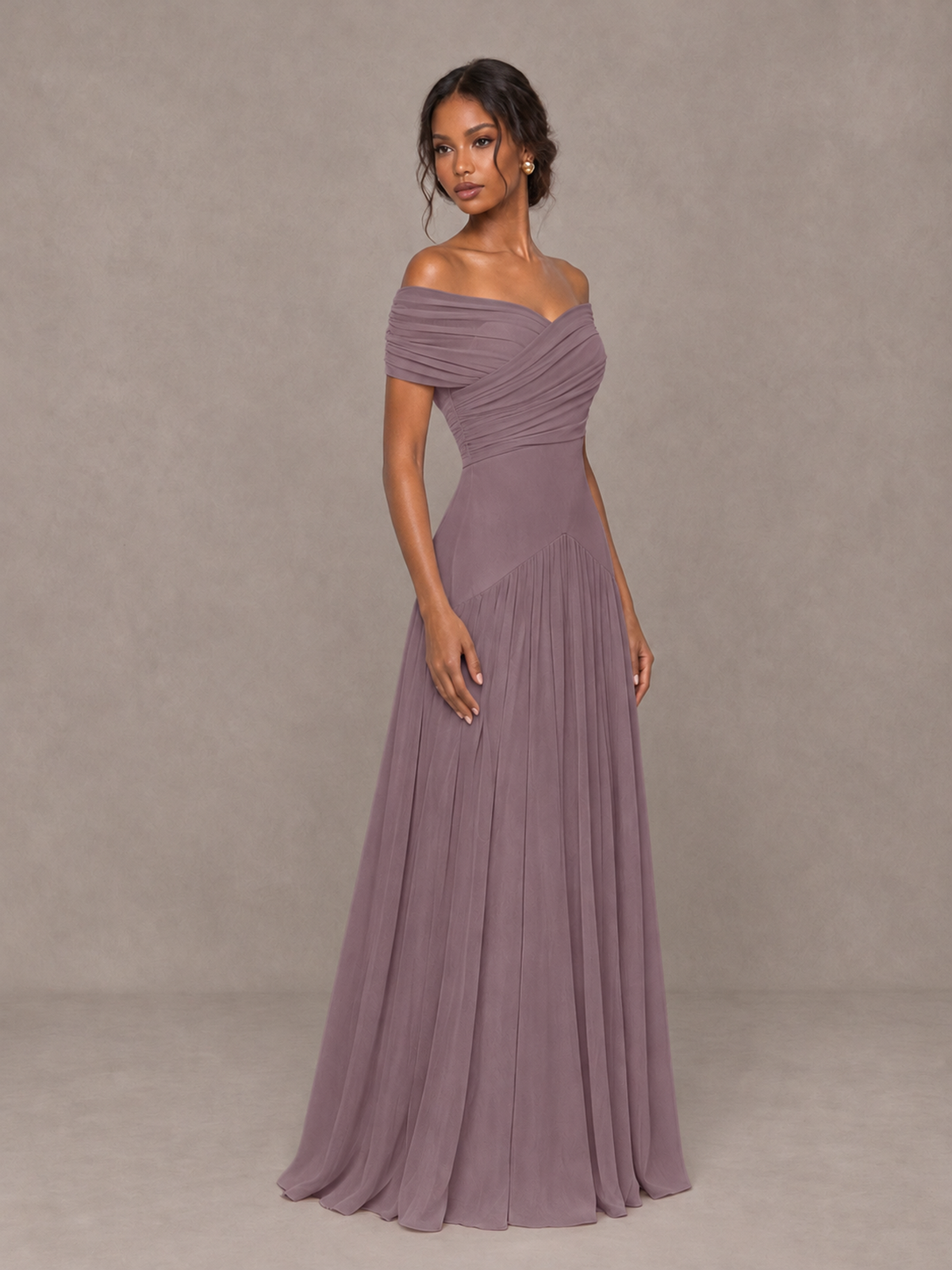 BOLODOO Wisteria Off-Shoulder Ruched A-Line Bridesmaid Dress - Wisteria - Wisteria (3)